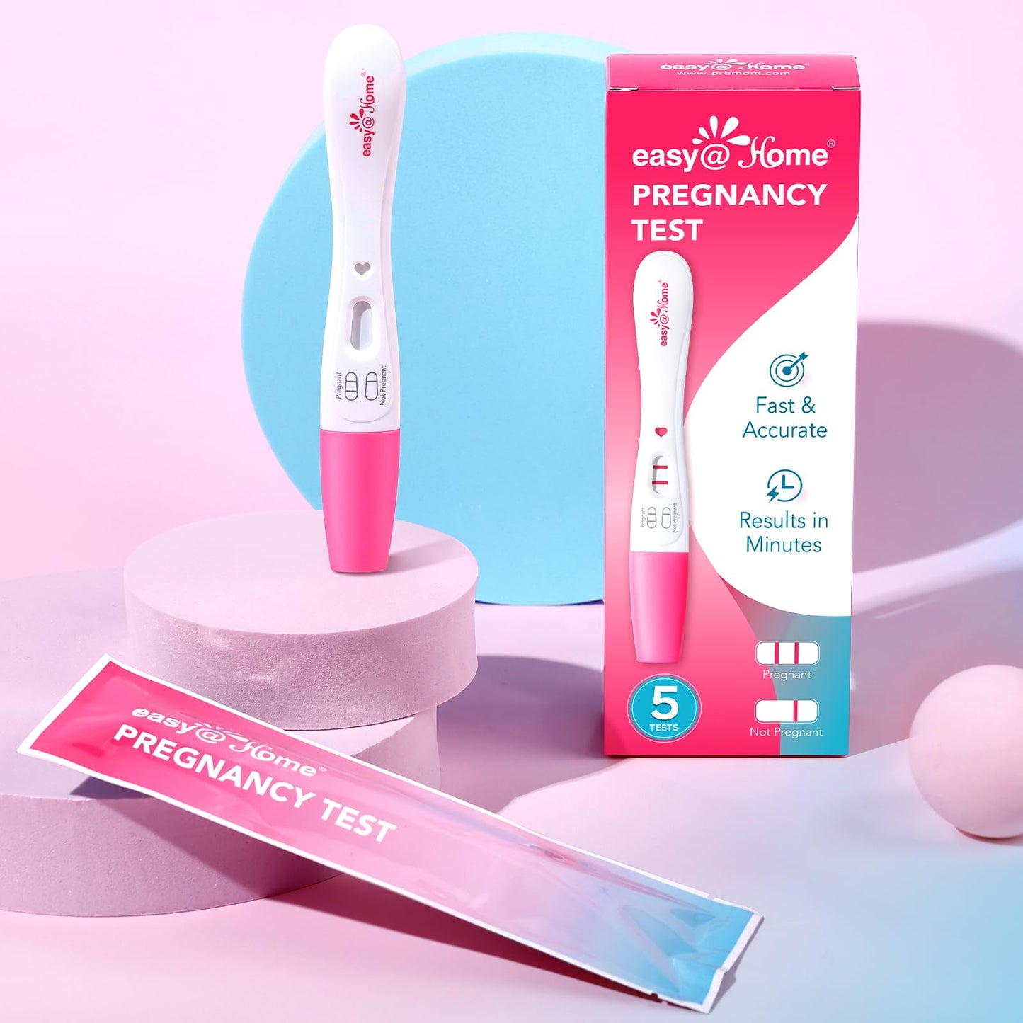 Easy@Home Smart Timing Pregnancy Test – Early hCG Detection, Fast Results (5 Pack)