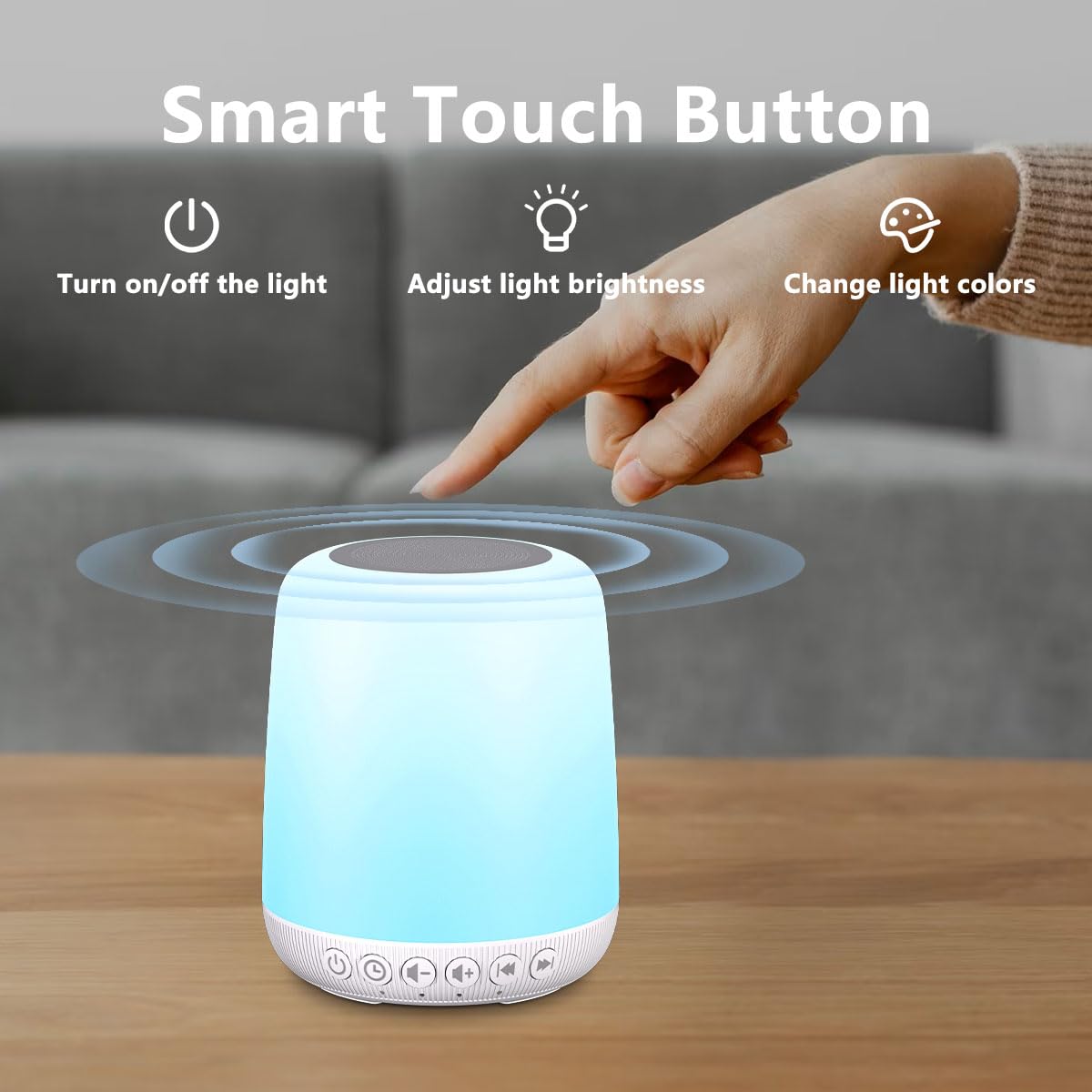 Easysleep White Noise Sound Machine — 30 Sounds, 12 Night Light Colors, App & Touch Control