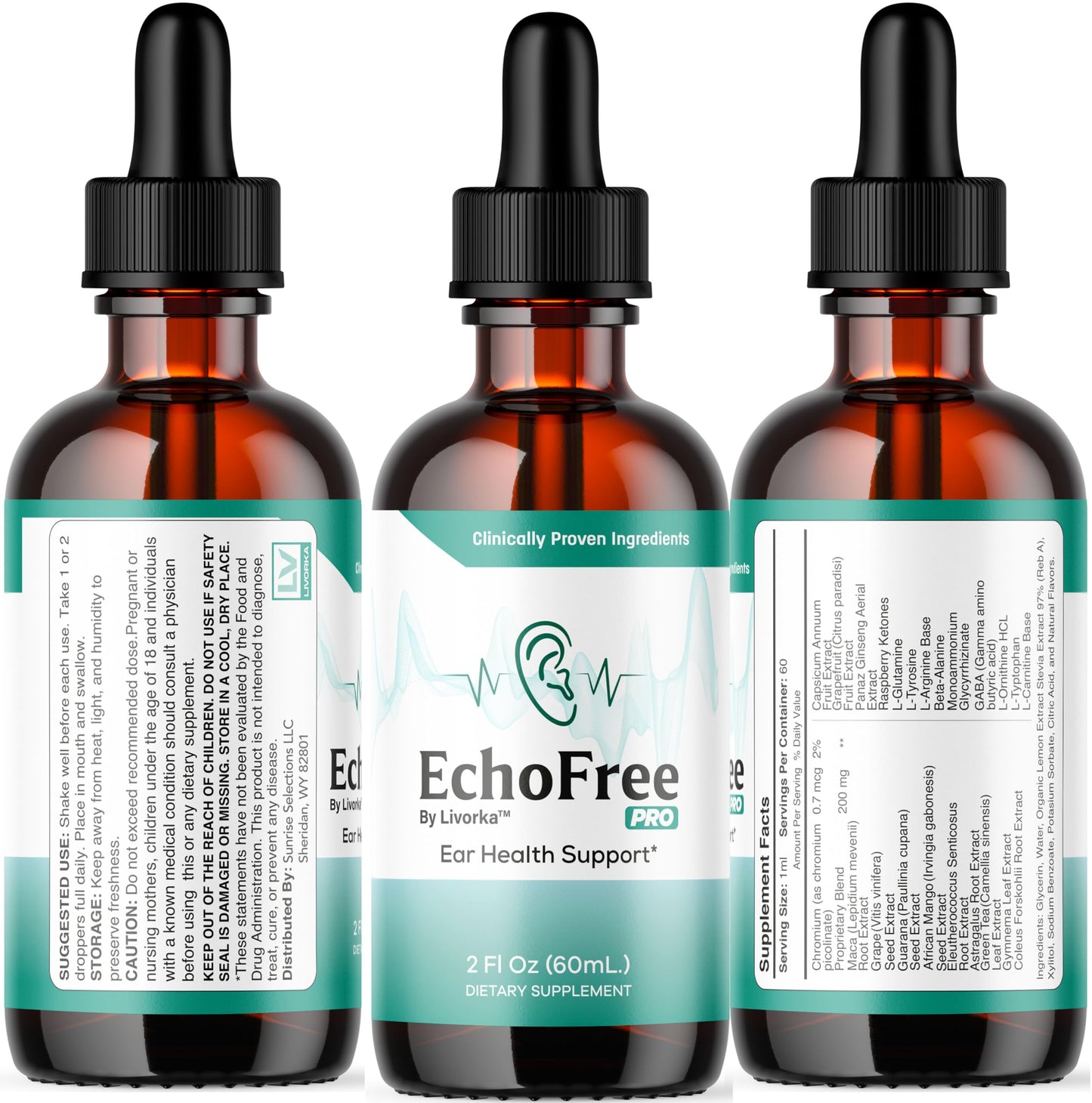 Echo Free Drops 2 Pack: Pro Ear Health Liquid Drops