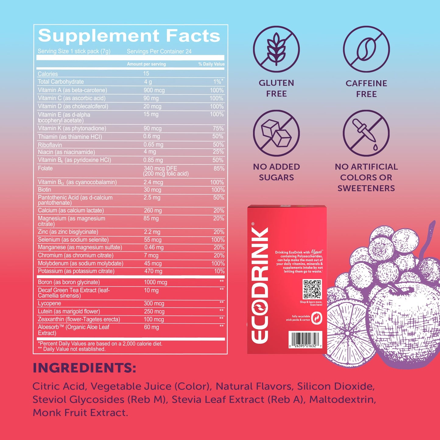 Eco Drink Nutrient Support Packets, Fruit Punch – Lily of The Desert