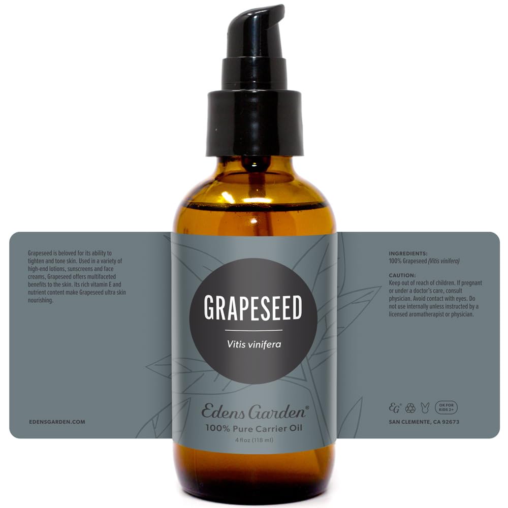 Edens Garden Grapeseed Carrier Oil – 100% Pure, Cold-Pressed, Hexane-Free (118 ml)