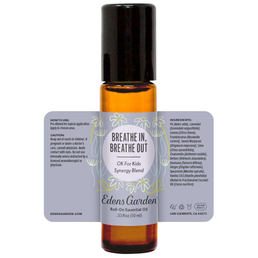 Edens Garden Breathe In, Breathe Out Essential Oil Roll-On – 10 ml, 100% Pure, Premium Grade, Kid & Skin Safe