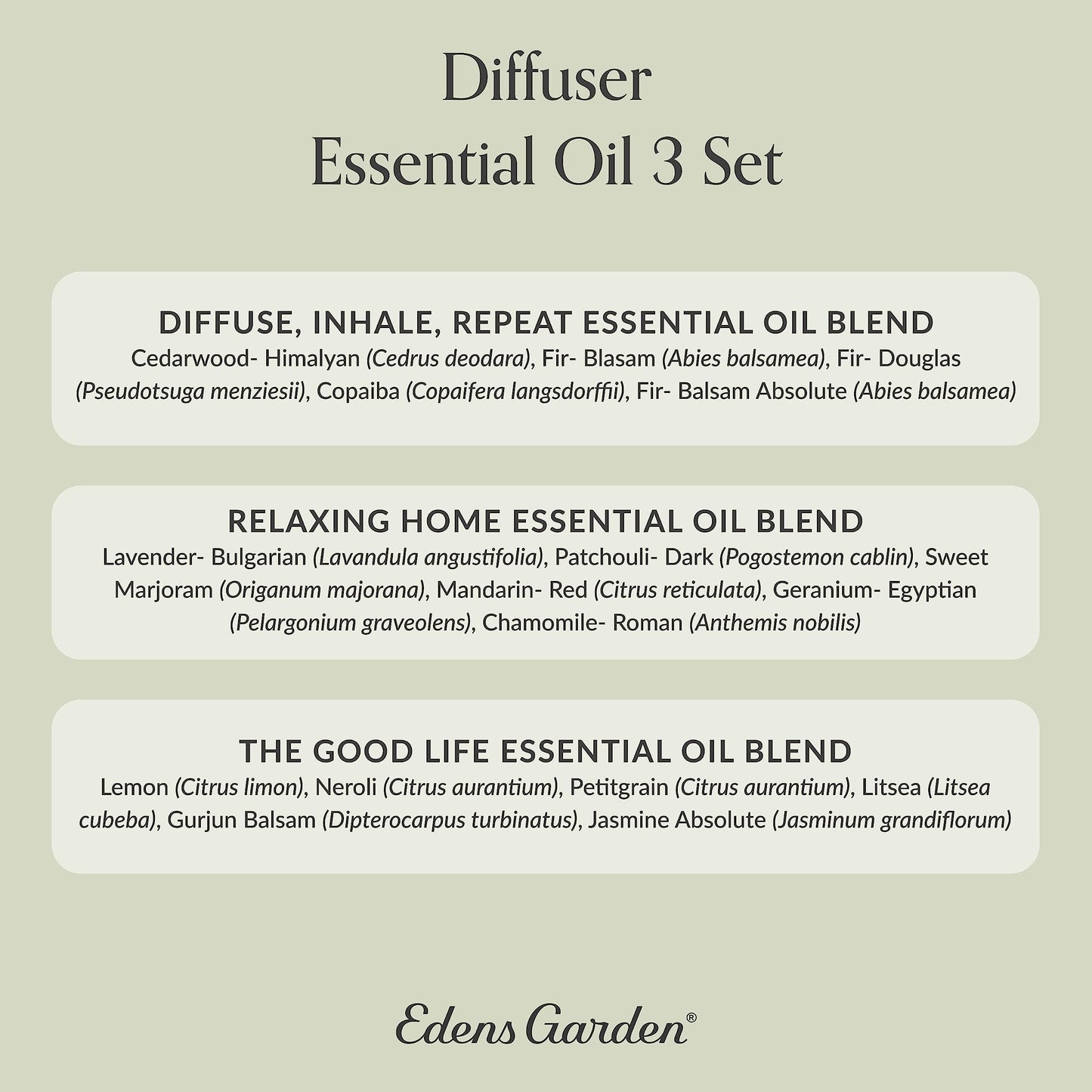Edens Garden Diffuser Oils 3 Pack – 100% Pure Therapeutic Grade Aromatherapy