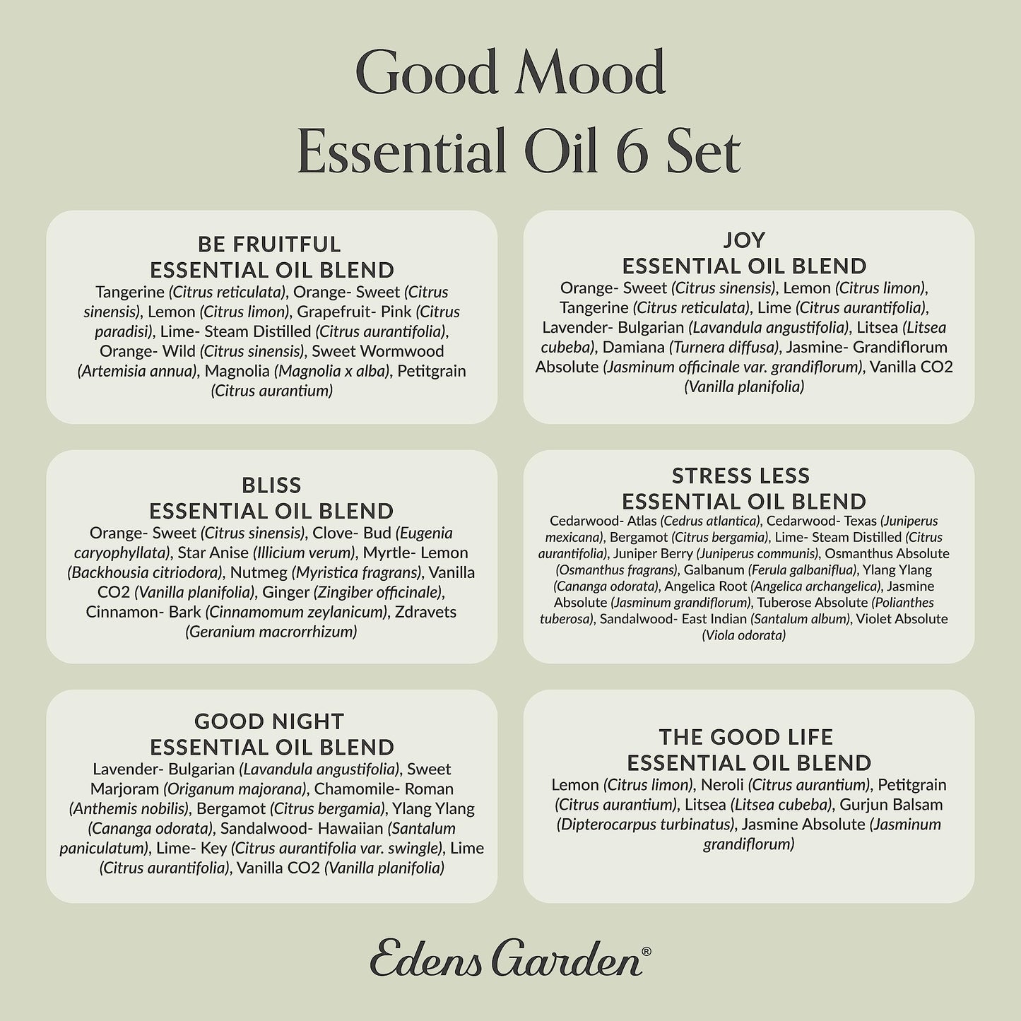 Edens Garden Good Mood 6 Set – 100% Pure Therapeutic-Grade Essential Oils, 10 ml x6