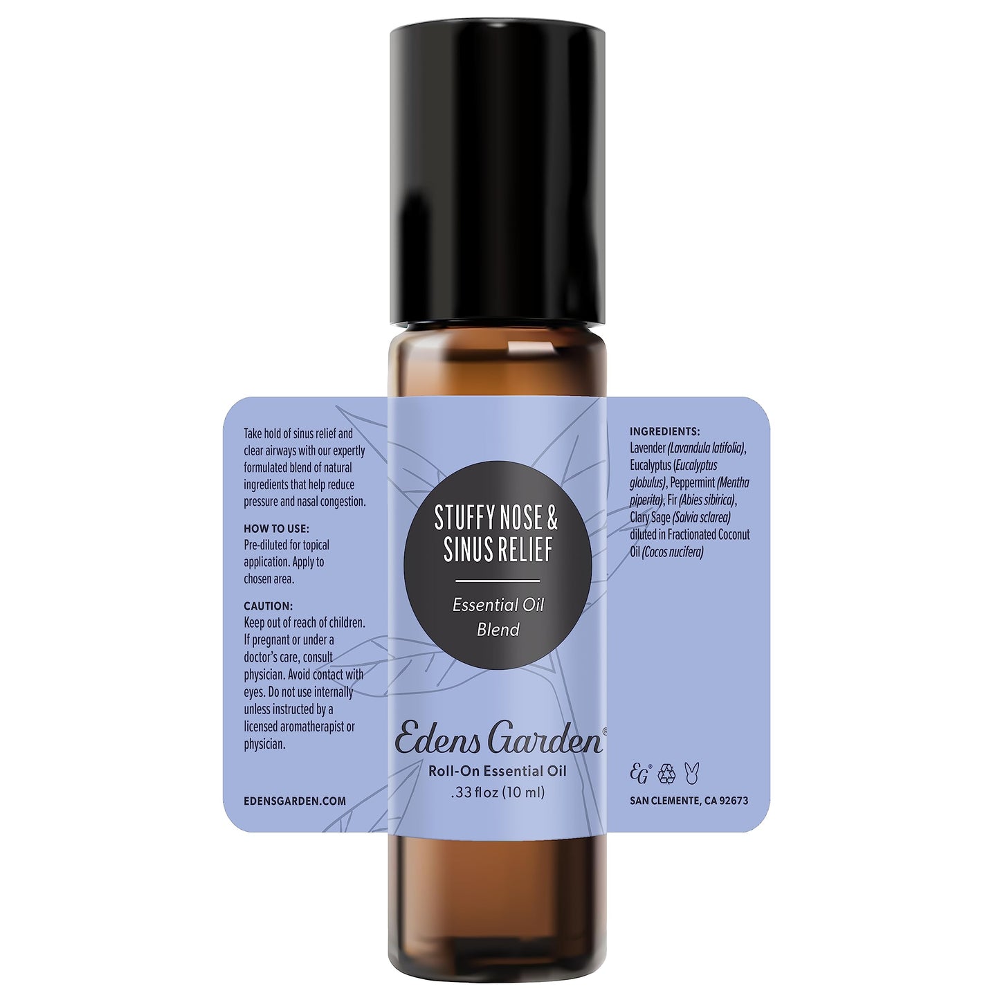Edens Garden Stuffy Nose & Sinus Relief Roll-On - 100% Pure Essential Oils, Pre-Diluted 10 ml