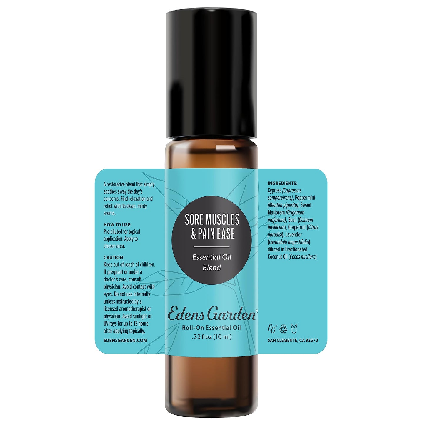 Edens Garden Sore Muscles & Pain Ease Essential Oil Roll-On - 10 ml, Pure & Natural