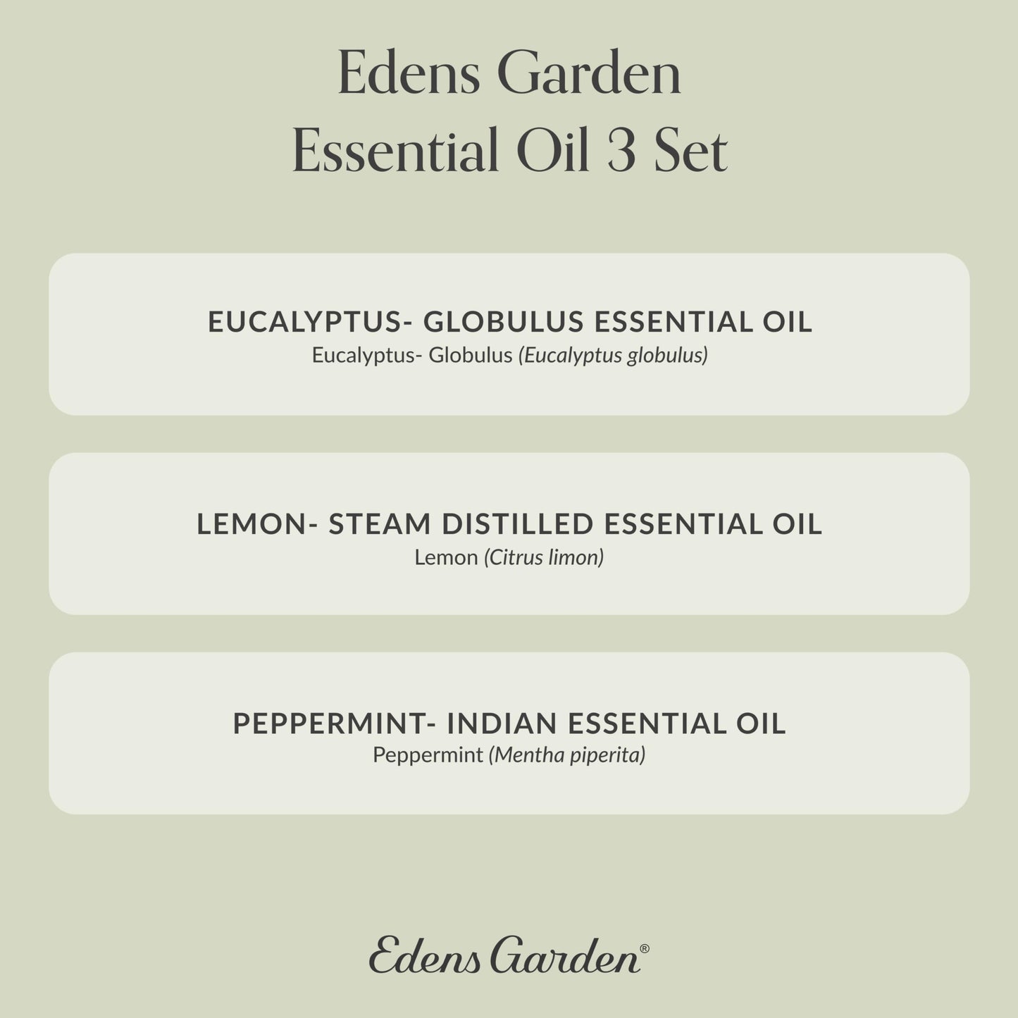 Edens Garden Essential Oils 3 Set – 10 ml Each – 100% Pure Therapeutic Grade – Eucalyptus, Lemon & Peppermint