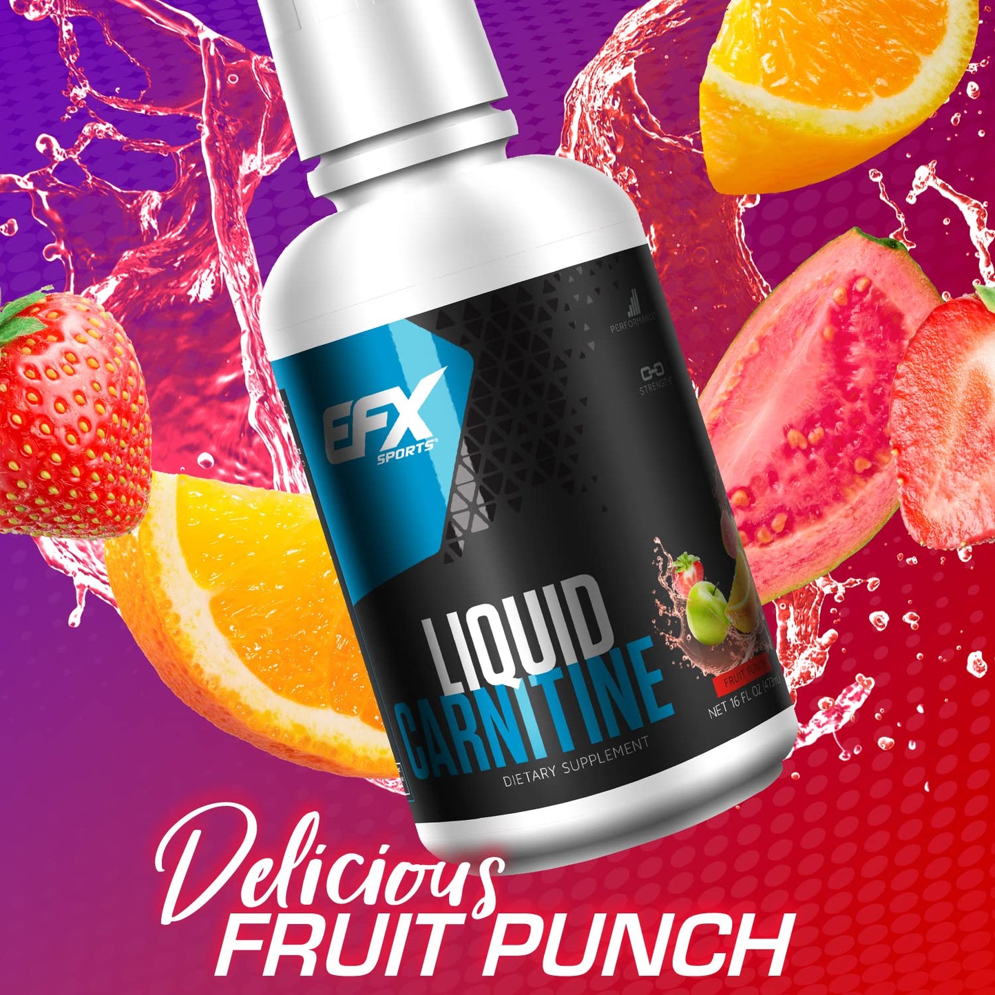 EFX Sports L-Carnitine Liquid 1500mg – Performance & Strength (31 Servings, Fruit Punch)