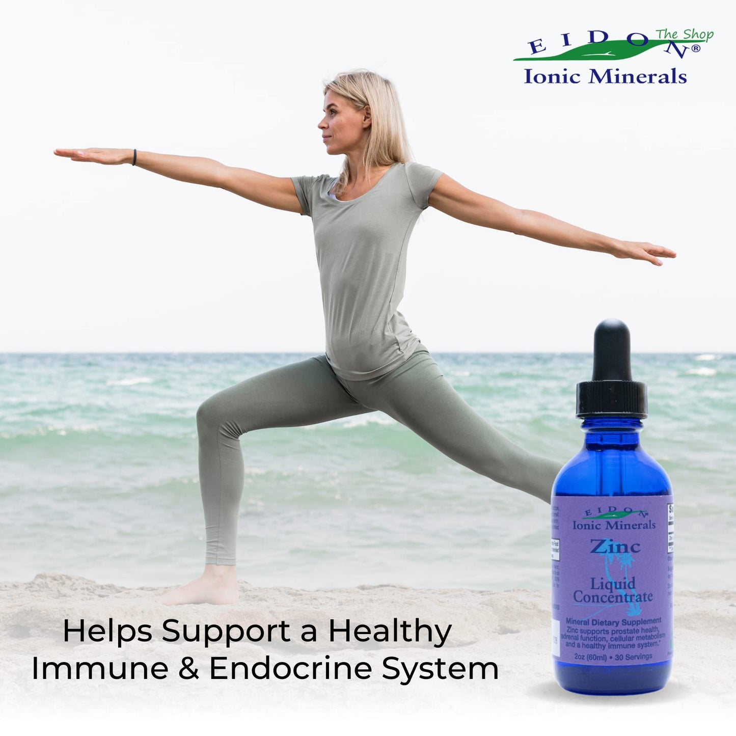 Eidon Ionic Minerals Liquid Zinc Concentrate - Immune Support, Hair & Skin Health | 2 oz
