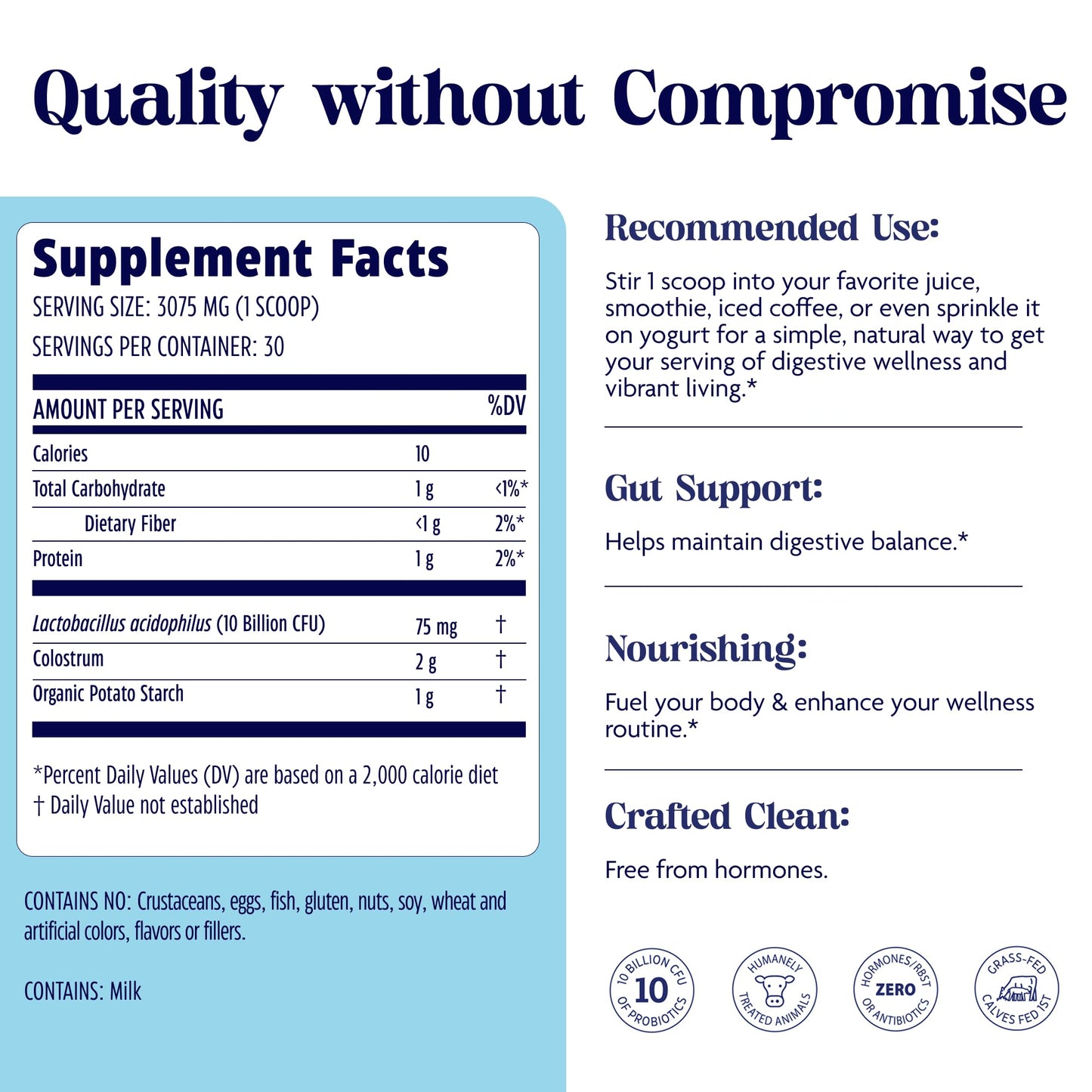 Enzymedica Colostrum Powder with Probiotics – Grass-Fed 2g Colostrum + 10B CFU | Gut & Immune Support, 30 Servings