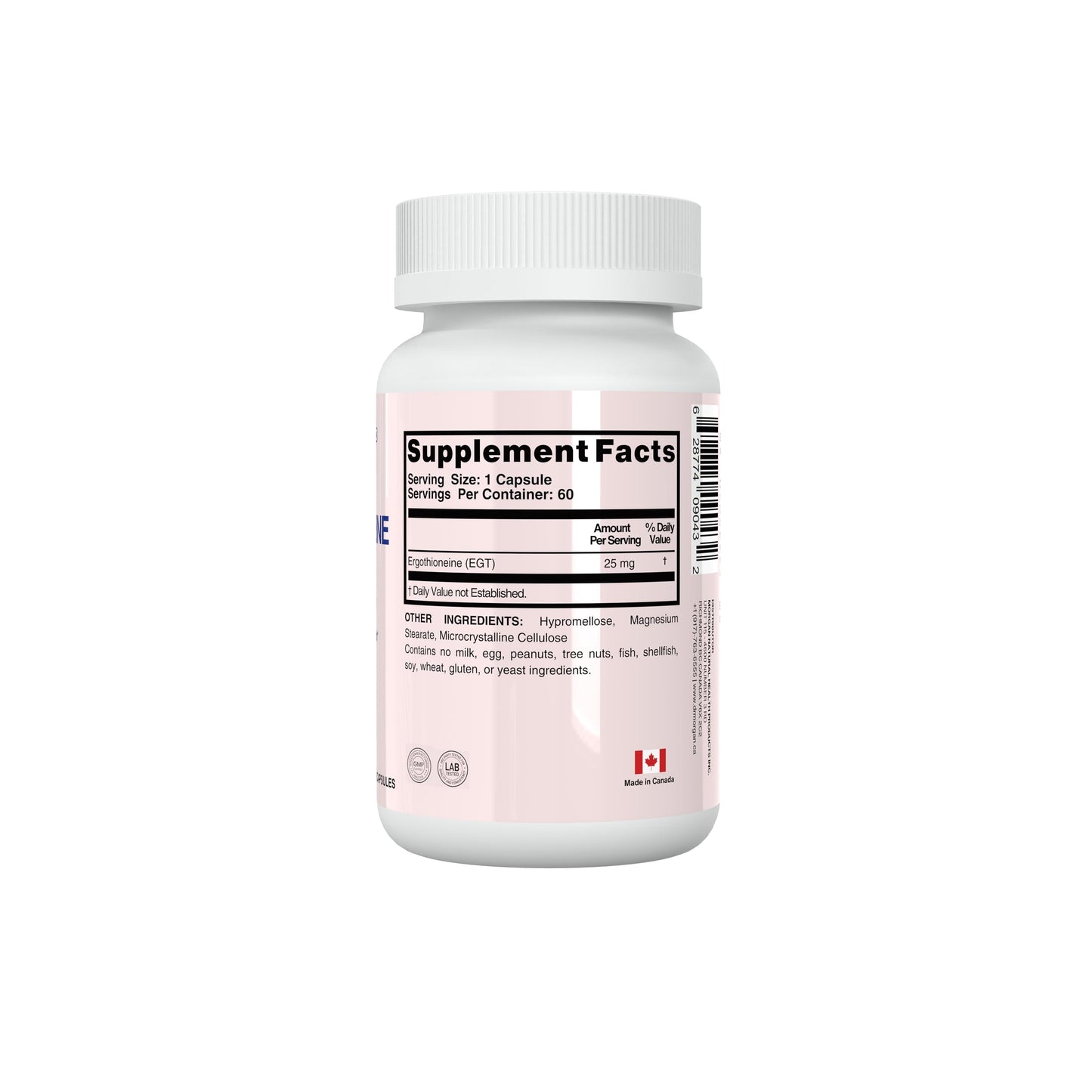 Dr. Morgan Ergothioneine Supplement – 99% Pure Antioxidant Support, Mitochondrial & Cellular Health, 60 Capsules, Made in Canada