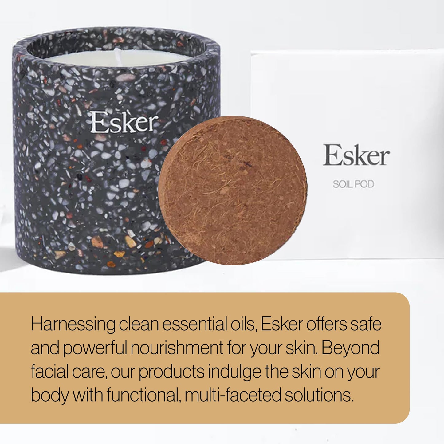 ESKER Travertine Plantable Candle – Hand-Poured Soy Wax & Reusable Ceramic Planter