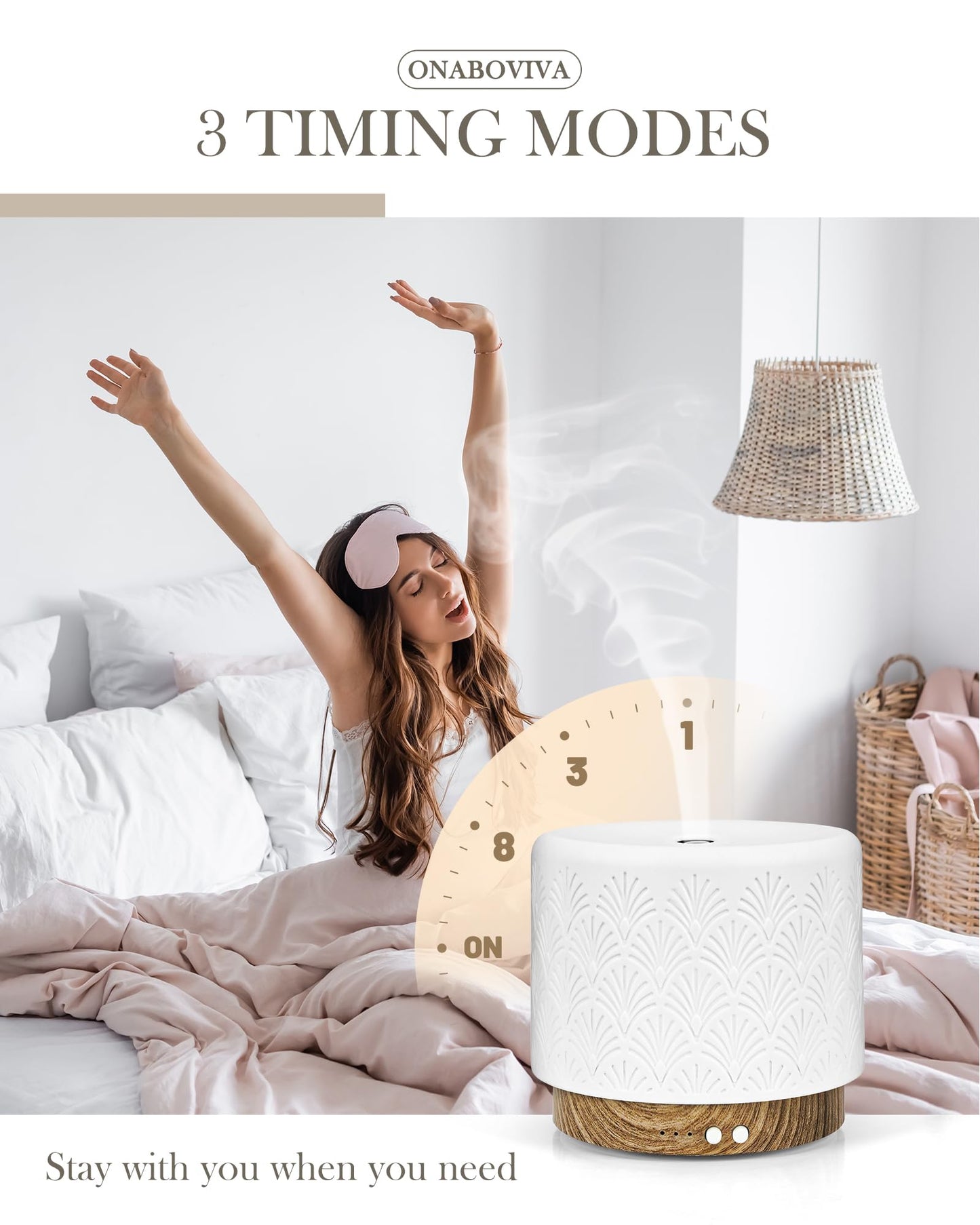 Essential Oil Diffuser 280ml | Ceramic Ultrasonic Diffuser with Auto Shut-Off for Home & Spa
