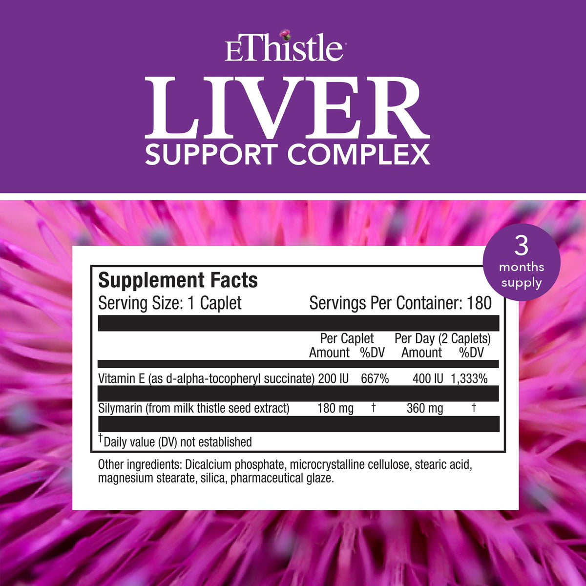 EThistle Liver Wellness – Milk Thistle & Vitamin E Liver Health Formula, Caplets 180 Count BritishVita | Premium UK Vitamins & Wellness Supplements