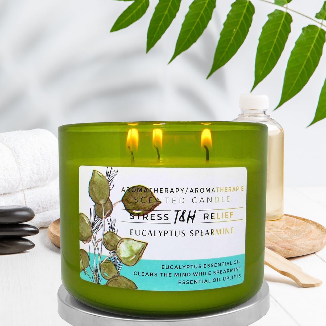 Eucalyptus Spearmint 3-Wick Soy Candle – 15.8 oz Aromatherapy Candle