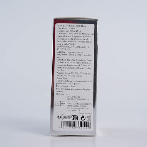 EUQEE Rose Essential Oil 118mL | Premium Oil with Glass Dropper for Diffuser, Soap & Candle Making