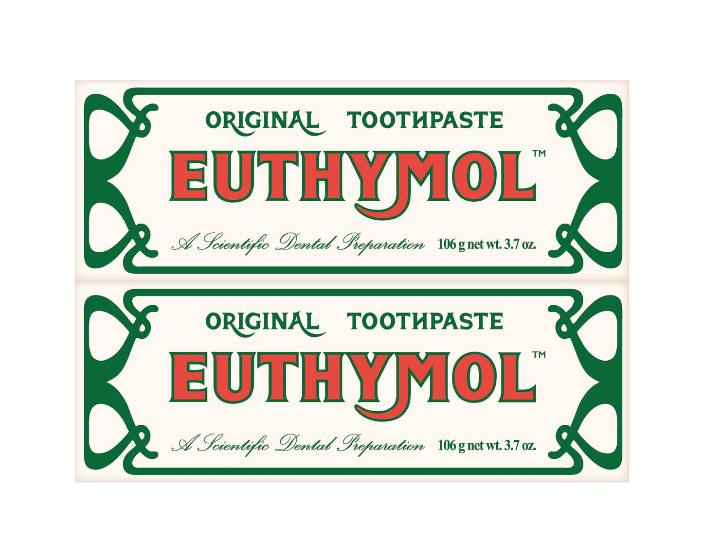 EUTHYMOL Original Pink Toothpaste – Fluoride-Free, 3.7 fl oz x2 Pack (Wintergreen Freshness)