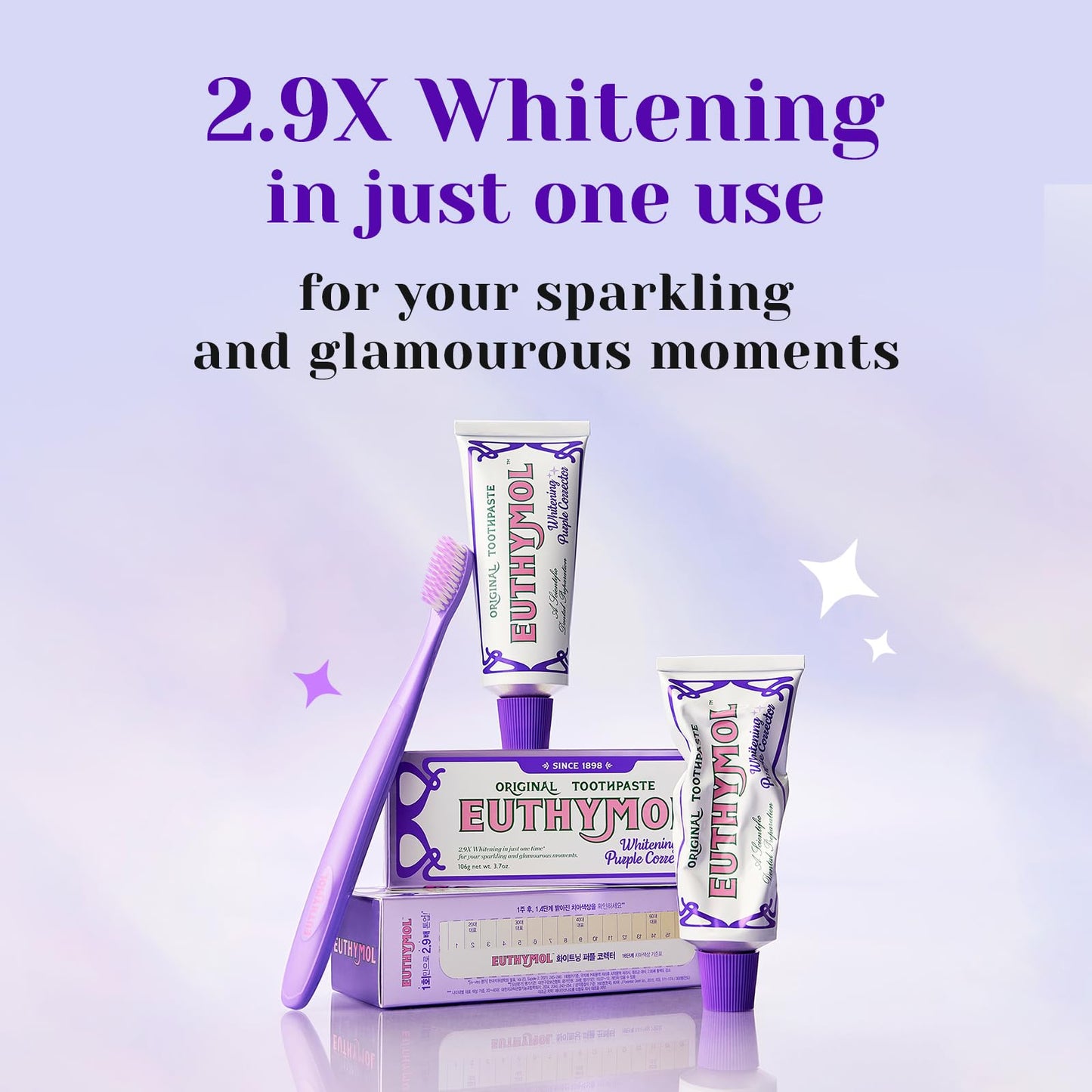 Euthymol Purple Whitening Toothpaste (3.7 fl oz) – Violet Tone-Up for Yellow & Sensitive Teeth | 24H Stain Defense