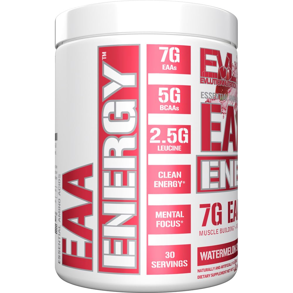 Evlution Nutrition EAA Energy - Pre & Post Workout Powder | 30 Servings | Watermelon Splash