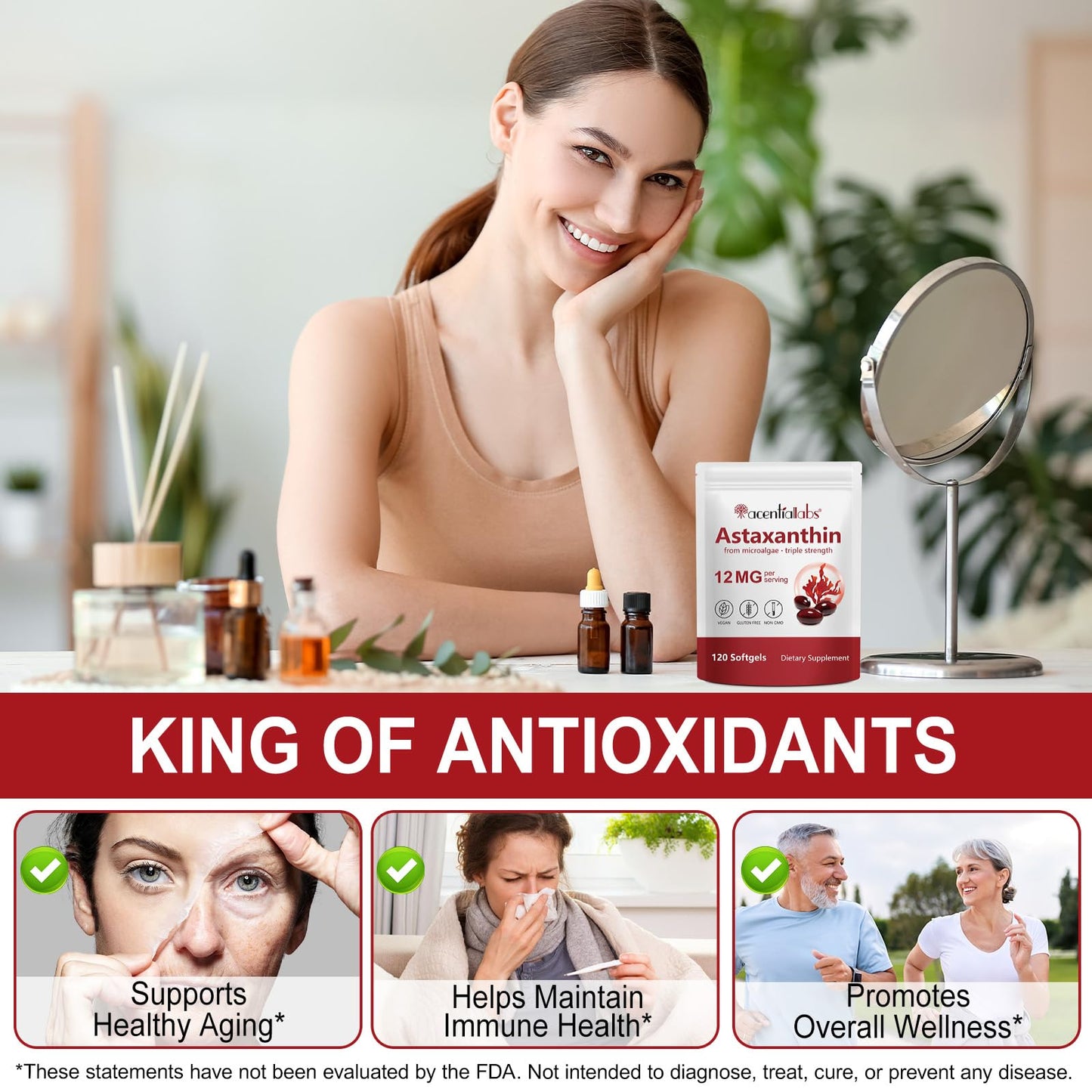 FBGVKJWI Astaxanthin 12mg – 240 Softgels | Premium Antioxidant & Immune Support