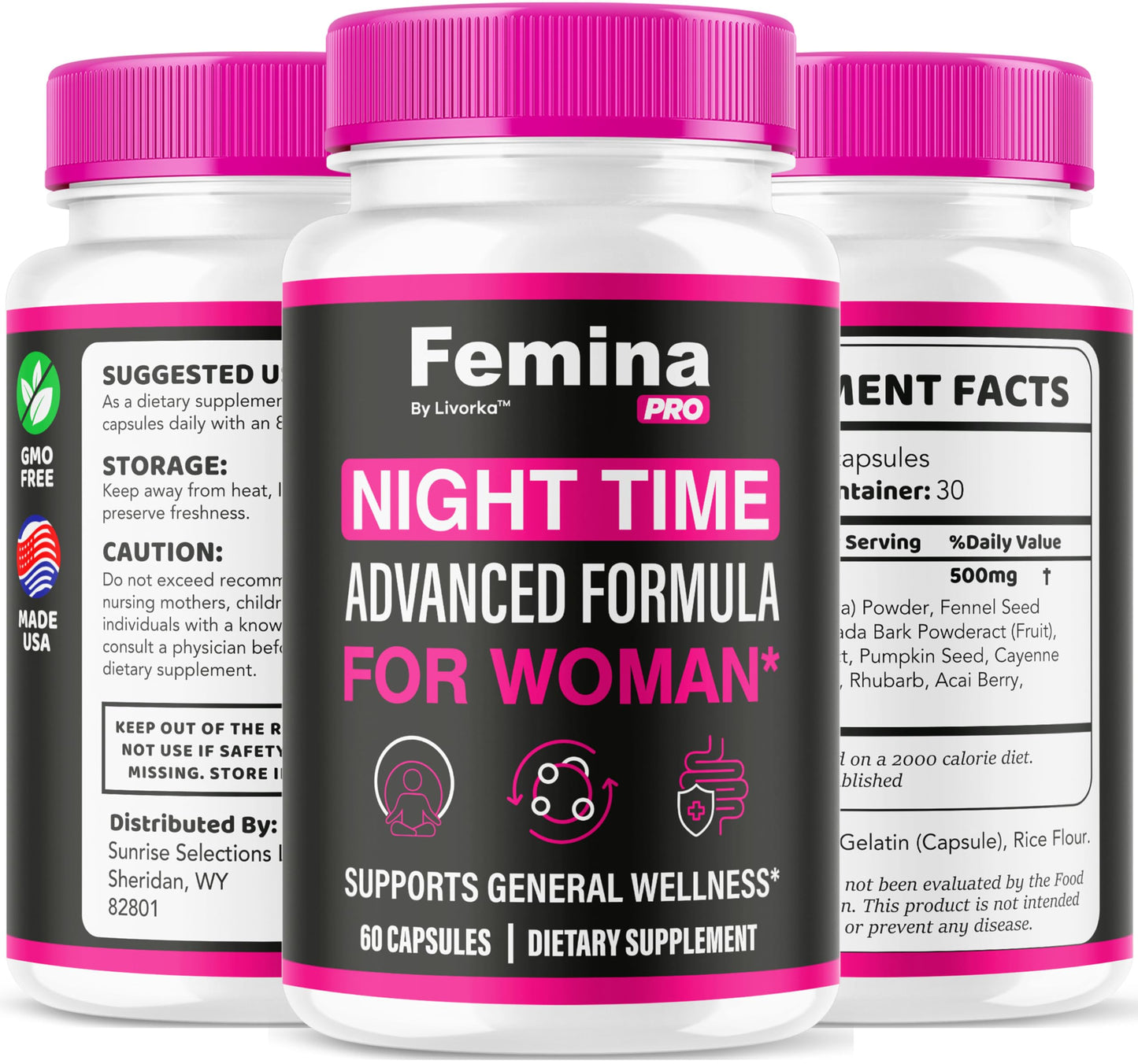 FeminaPro Nighttime Advanced Formula – Night Time Support for Women, 120 Capsules