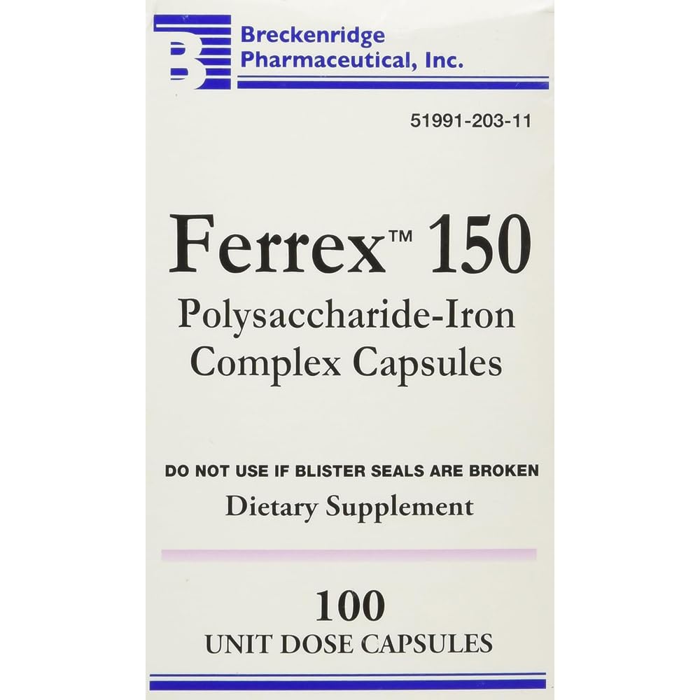 Ferrex -150 Capsules – Prevents Iron Deficiency – 100 Each (2)