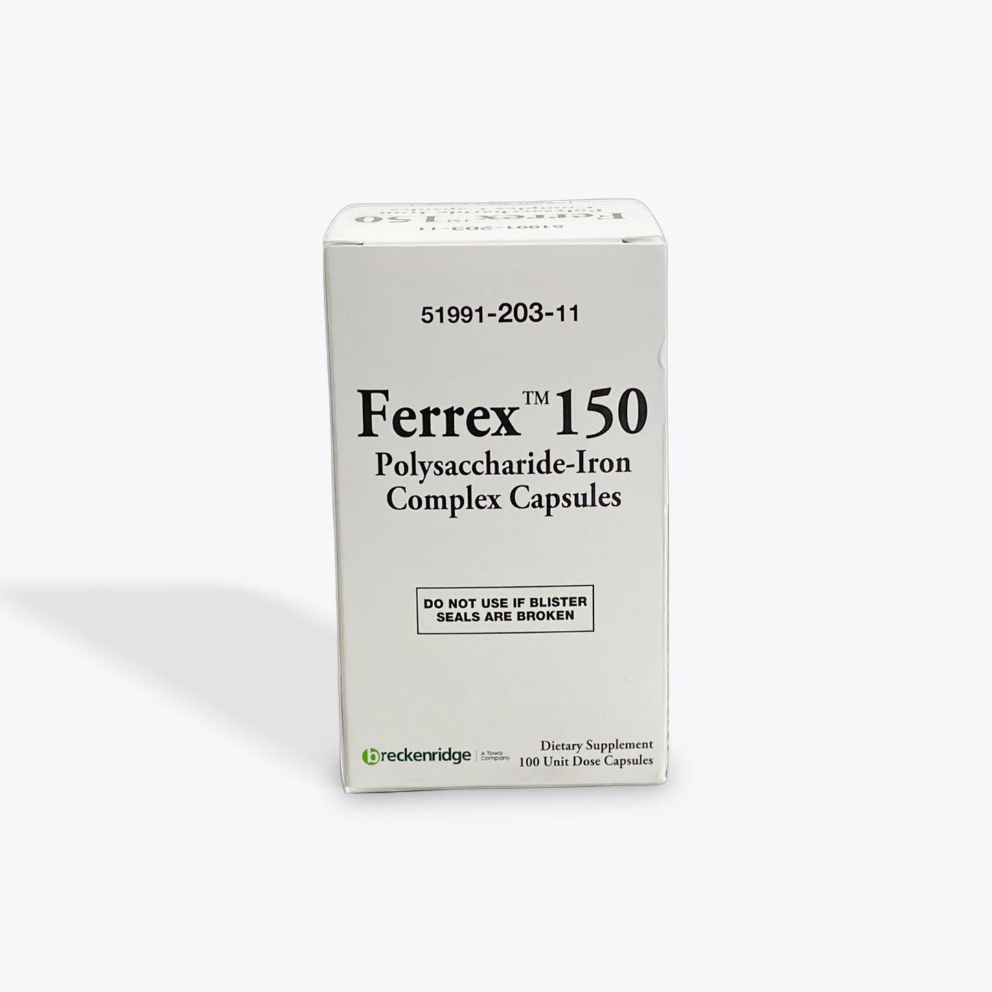 Ferrex 150 Iron Polysaccharide Complex Capsules by Breckenridge - 100 Ea