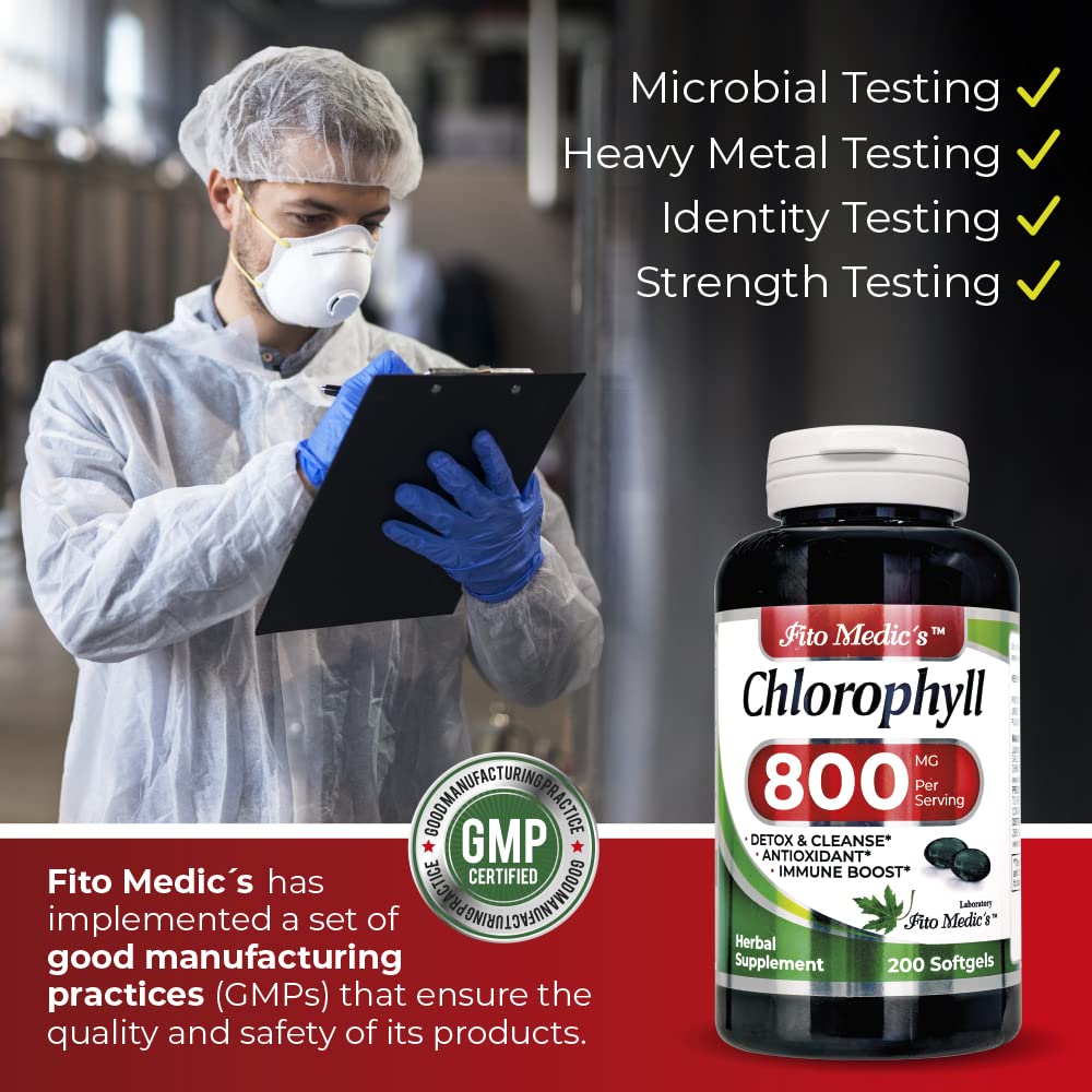 FITO MEDIC'S Lab Chlorophyll 800 mg per Serving - 200 Softgels (Pack of 2)