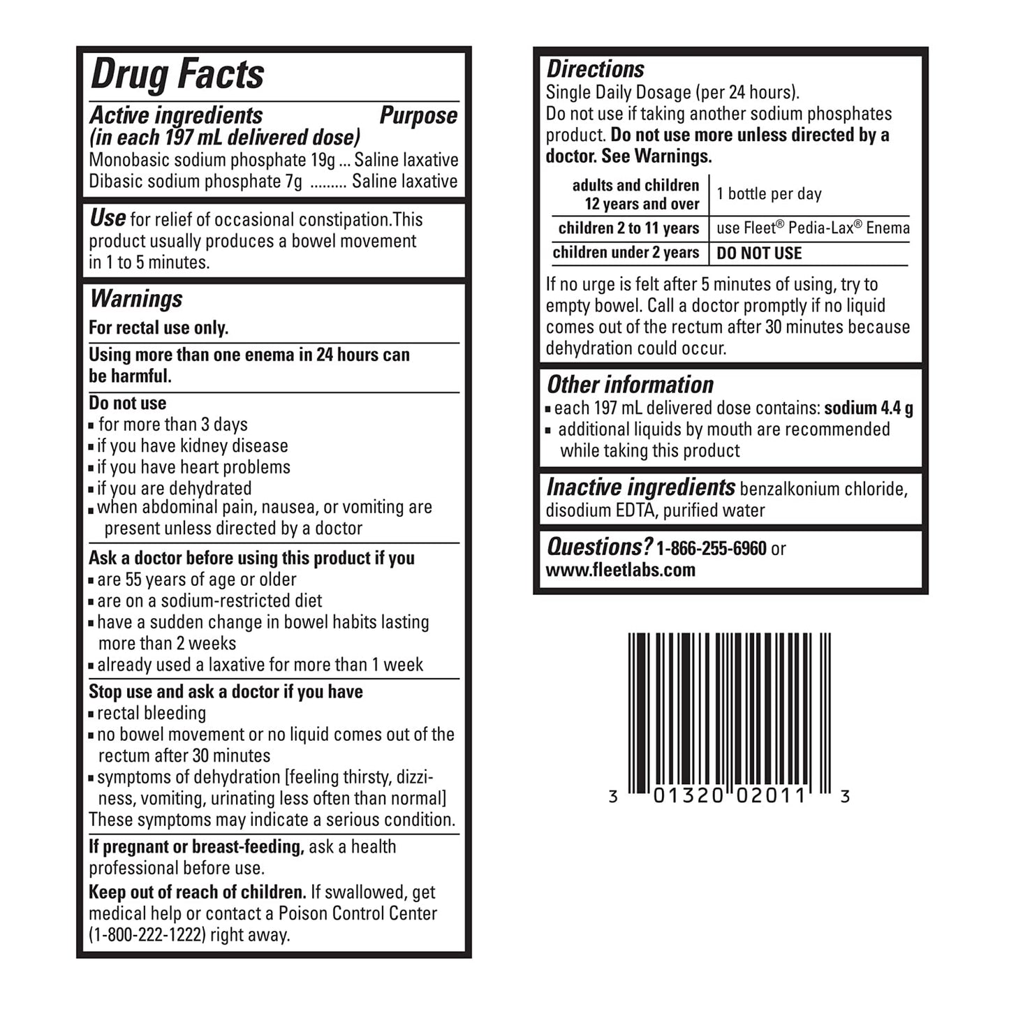 Fleet Laxative Saline Enema, 7.8 Fl Oz — Pack of 6 | Gentle, Quick Relief