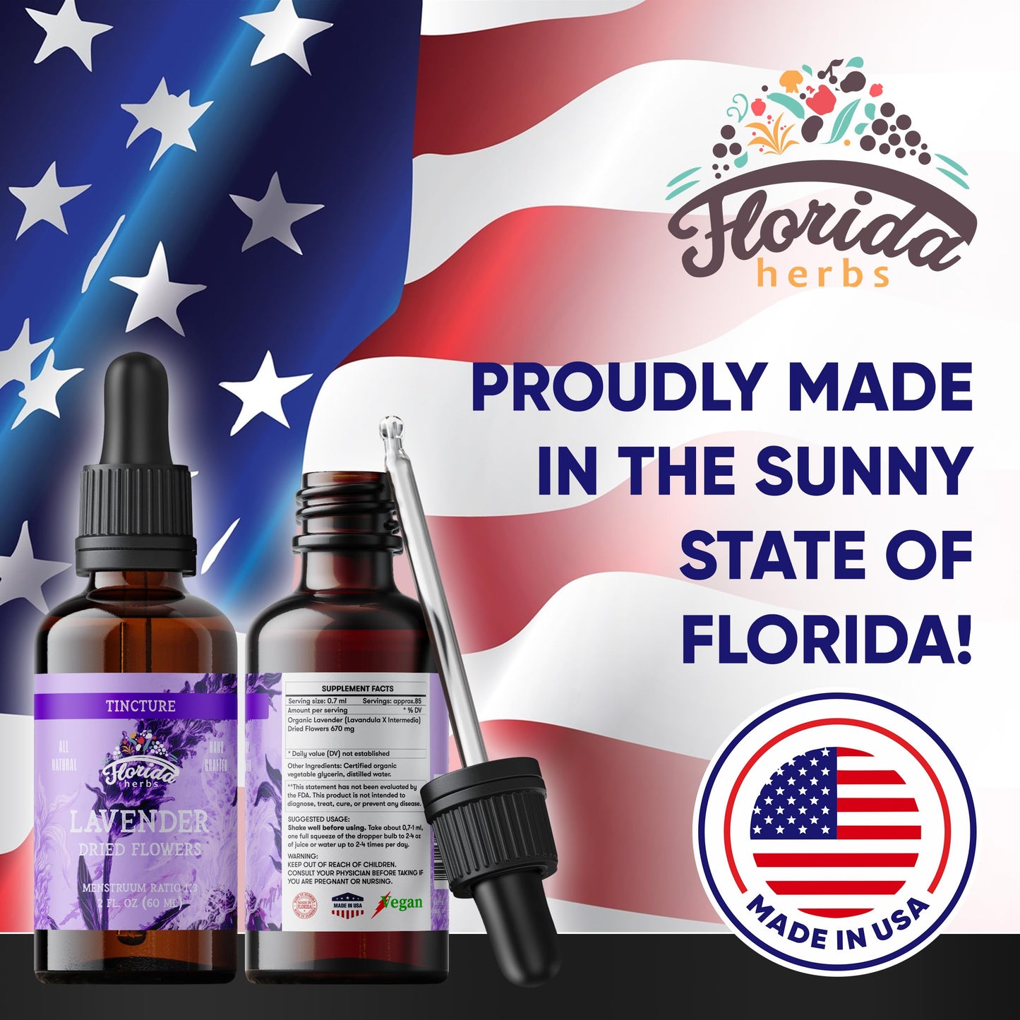 Florida Herbs Organic Lavender Liquid Extract - Calming Nervous System (2 oz x 2)