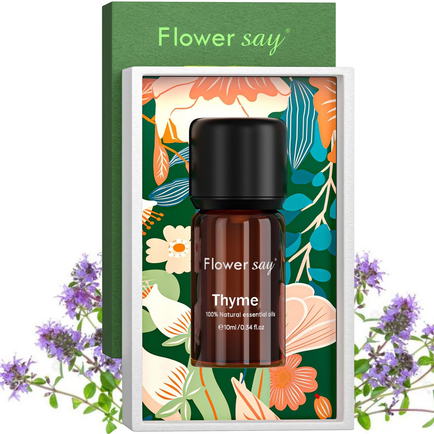 FLOWERSAY Thyme Essential Oil 0.34 oz | 100% Pure, Undiluted Therapeutic Grade