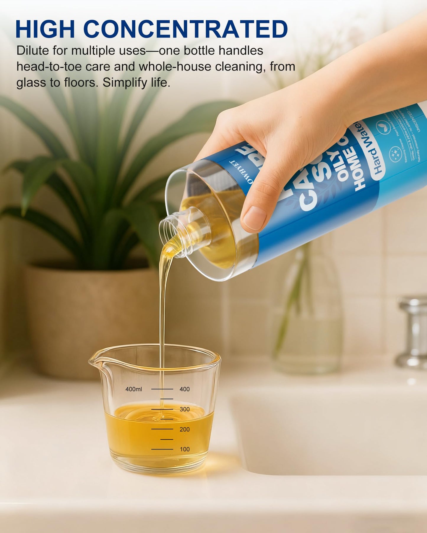 FLOWHYET Pure Castile Soap Liquid Unscented 33.8 oz – 3X Concentrated