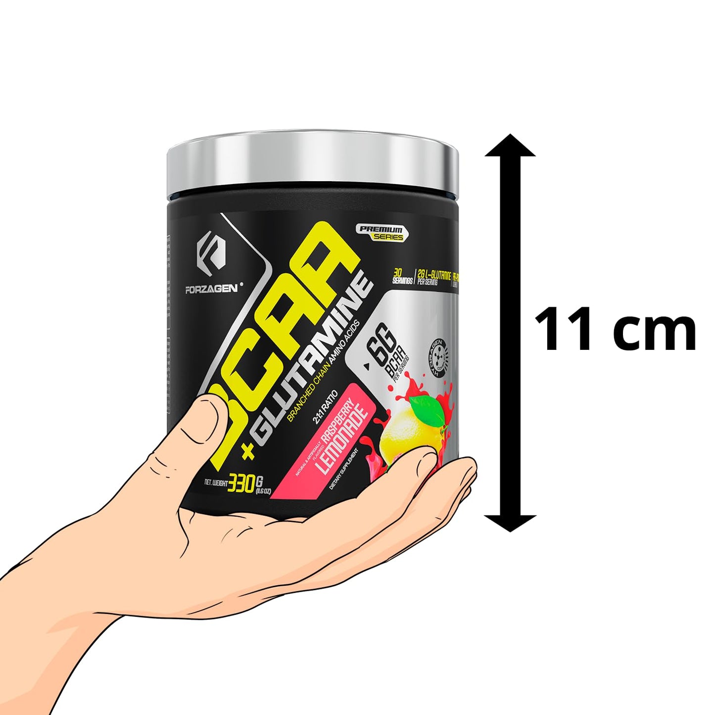Forzagen BCAAs Amino Acids Powder with Glutamine – BCAA Supplements for Lean Energy, Pre & Post Workout Recovery | 30 Servings