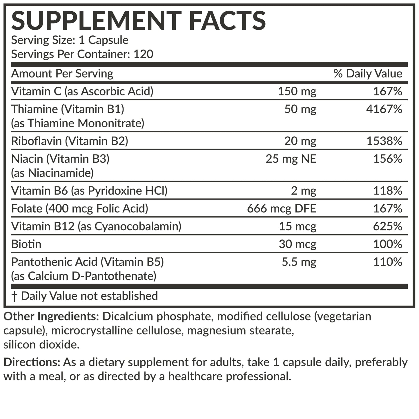 Futurebiotics Vitamin B Complex with Vitamin C - Energy & Immune Support, 120 Veg Capsules