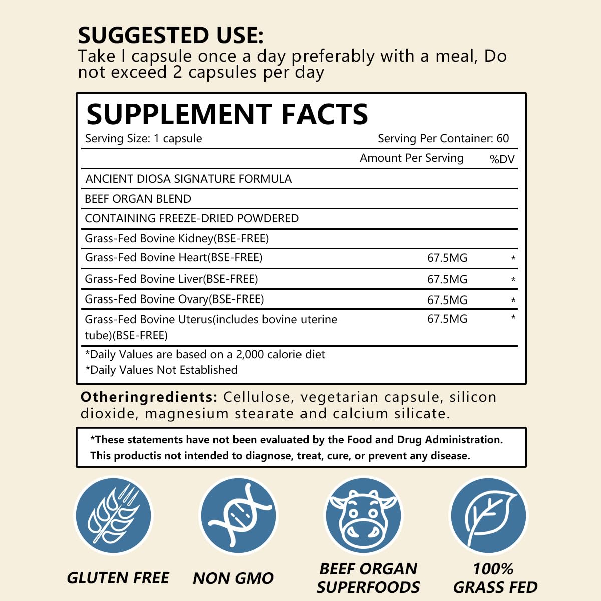 FW ZONE 100% Grass-Fed Beef Organs Supplement for Women | Hormone Balance & Gluten-Free