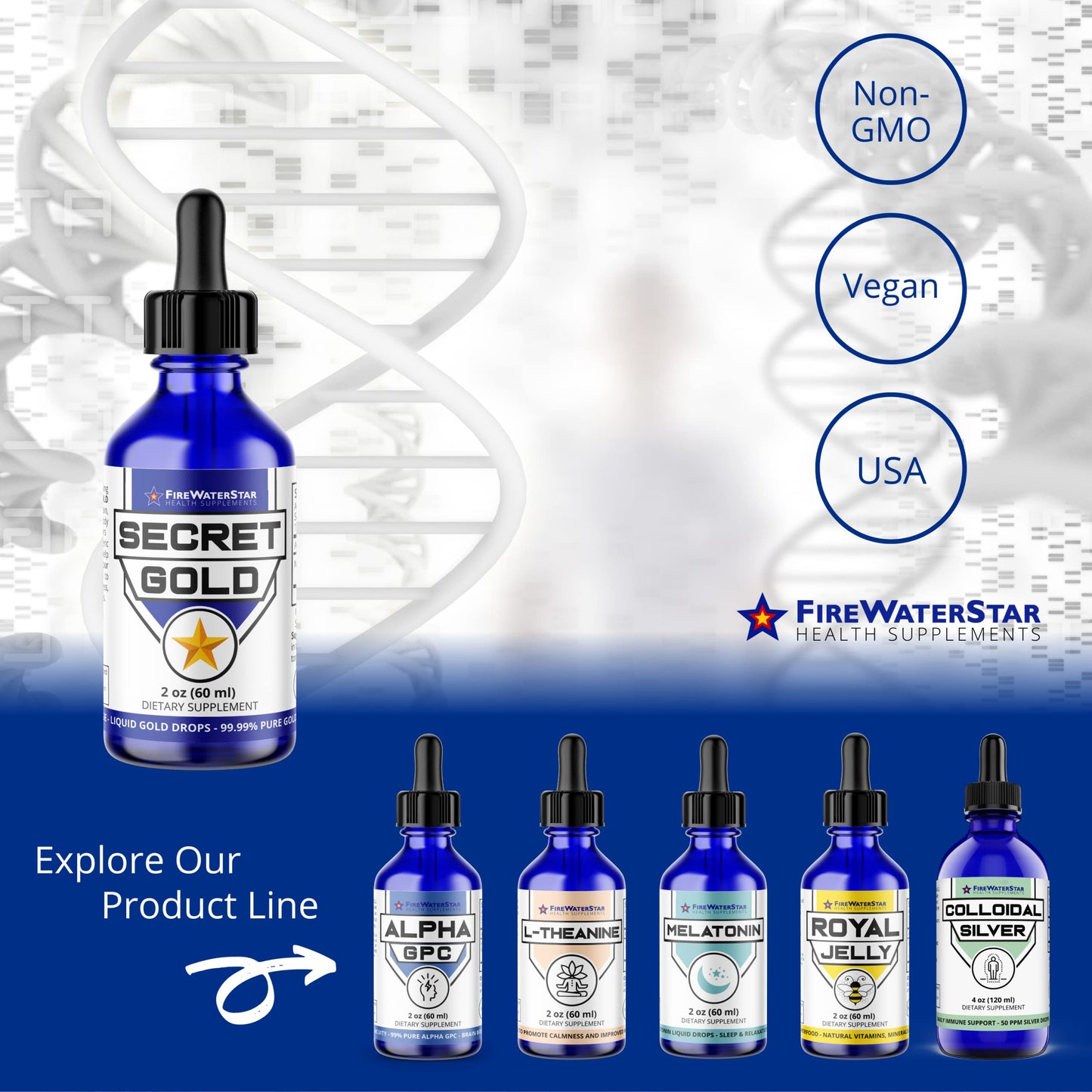 FWS Colloidal Gold Liquid Drops – 99.99% Swiss Gold, Brain Boost & Ascension