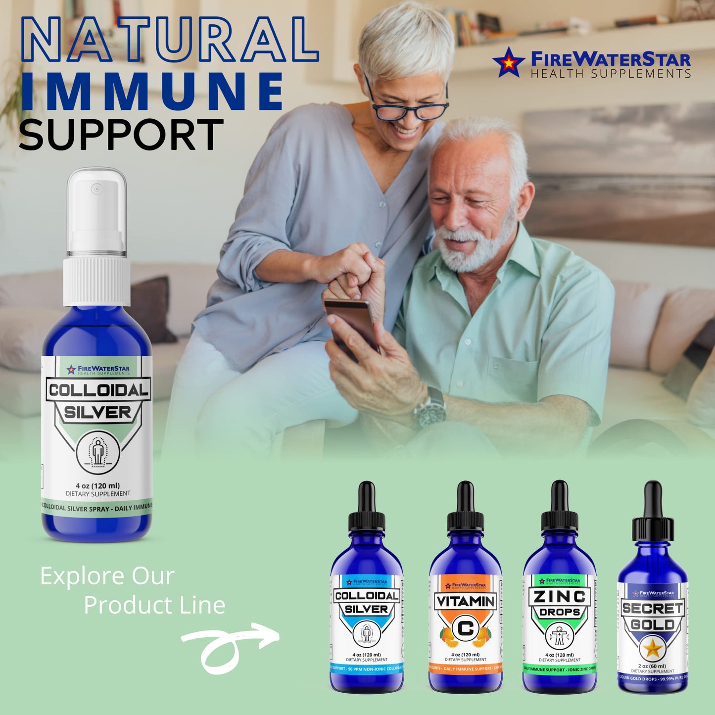 FWS Colloidal Silver Spray - 4 oz - Clear Silver - 50 ppm - 99.99% Pure Silver - Daily Immune Support