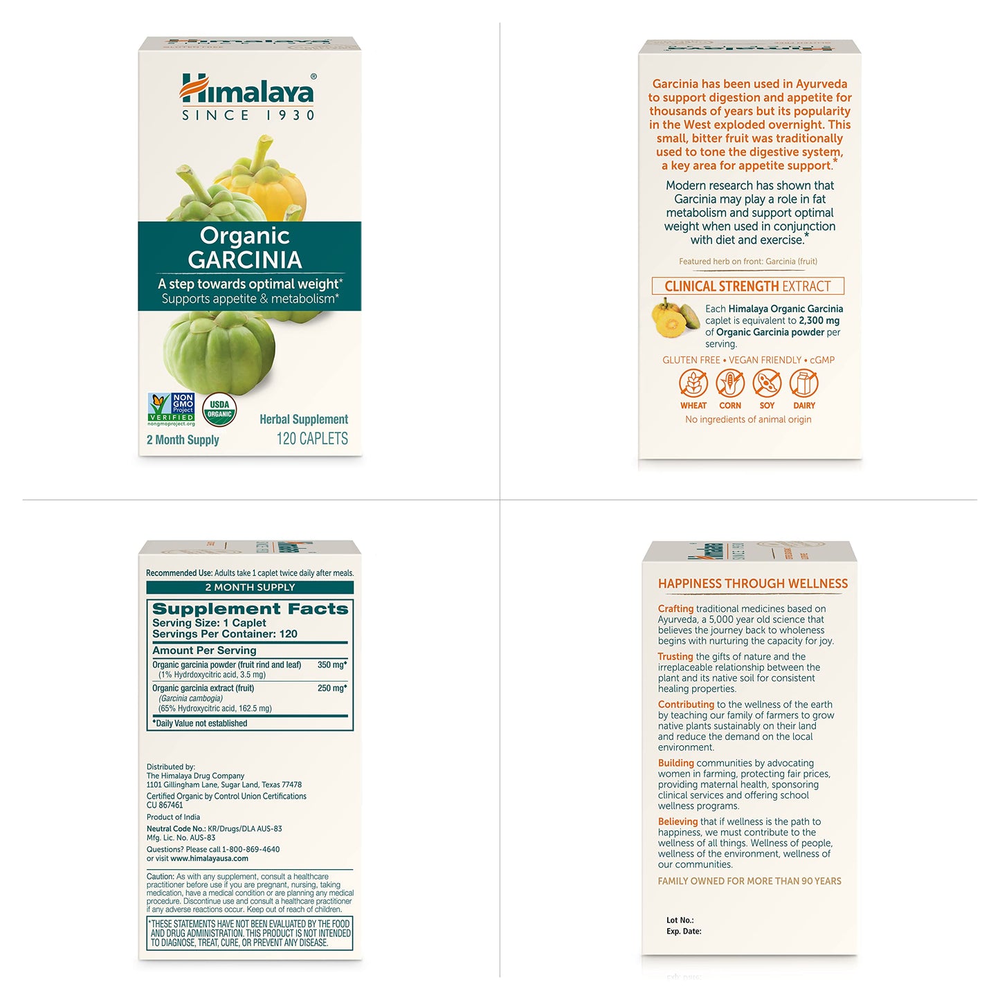 Himalaya Organic Garcinia Cambogia – 600 mg, 120 Plant-Based Caplets | USDA Organic