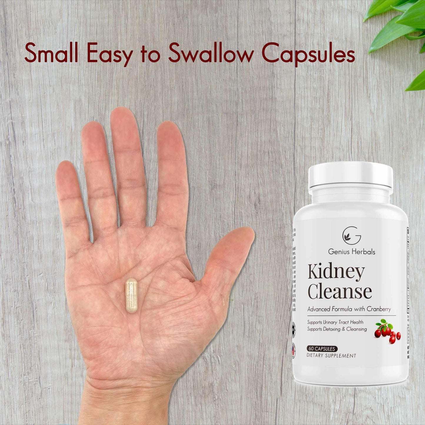 Genius Herbals Kidney Cleanse Advanced Formula with Cranberry Extract - 60 Capsules (Pack of 2)