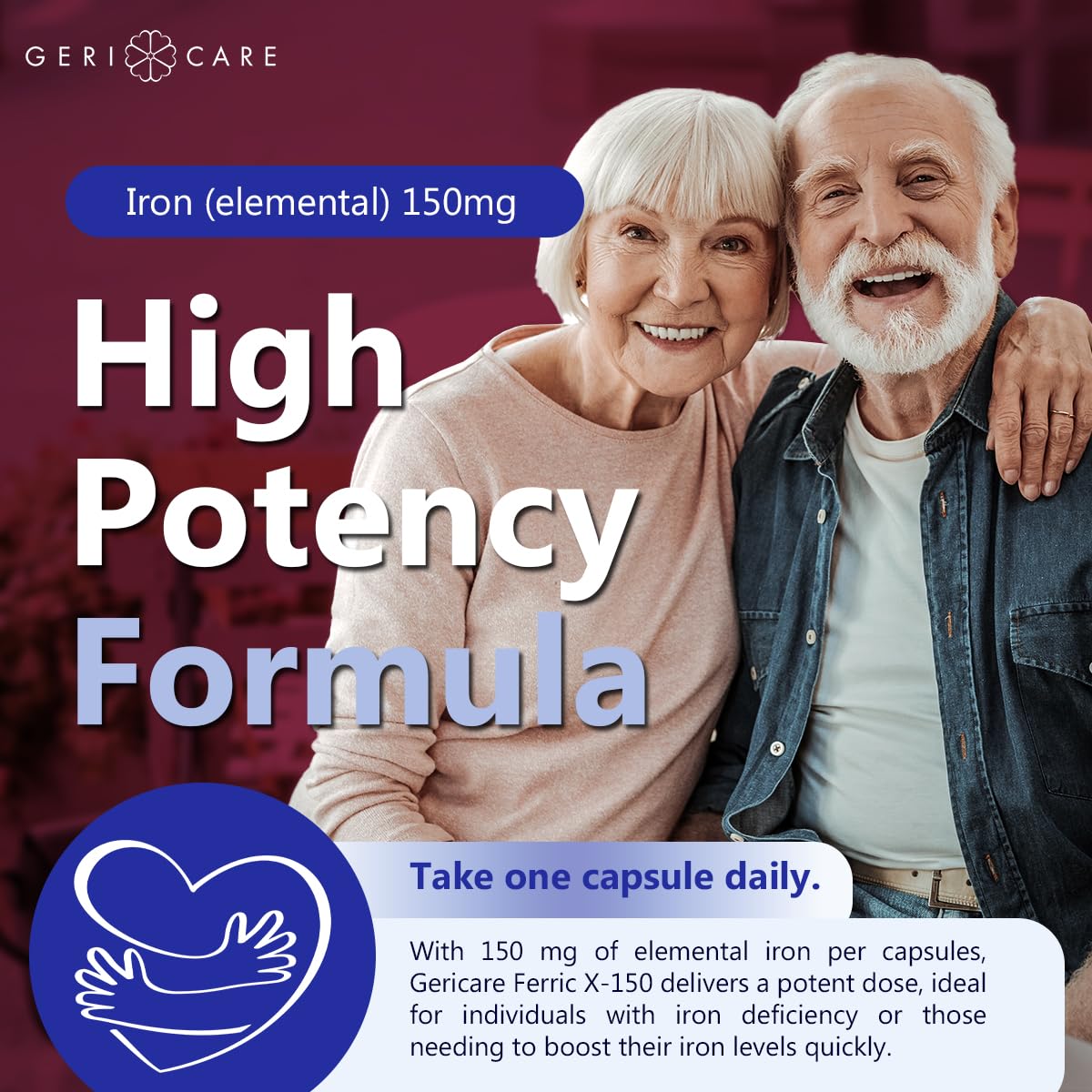 GeriCare Ferric X-150 High Potency Iron — 150 mg Elemental, 100 Count Capsules