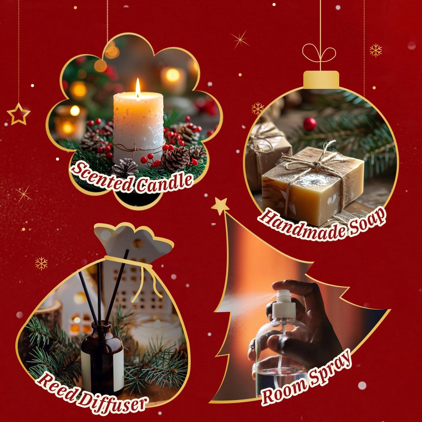 Christmas Fragrance Oil Set - 6 Winter Essential Oils for Diffusers (Gift Box)