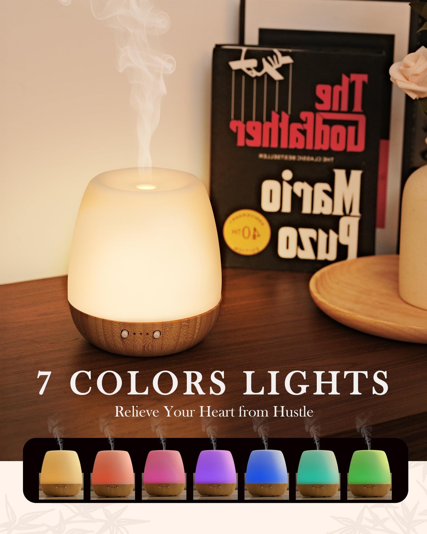 Glass Essential Oil Diffuser 180ml – Ultrasonic, Auto-Off, 7 Mood Lights