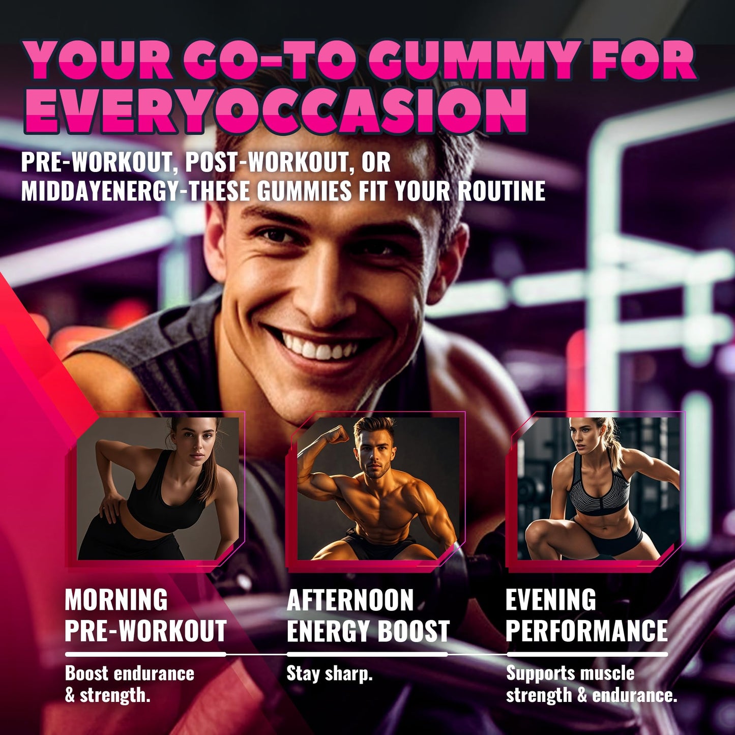 GlucoBio Creatine Monohydrate Gummies – 5g per Serving, Raspberry