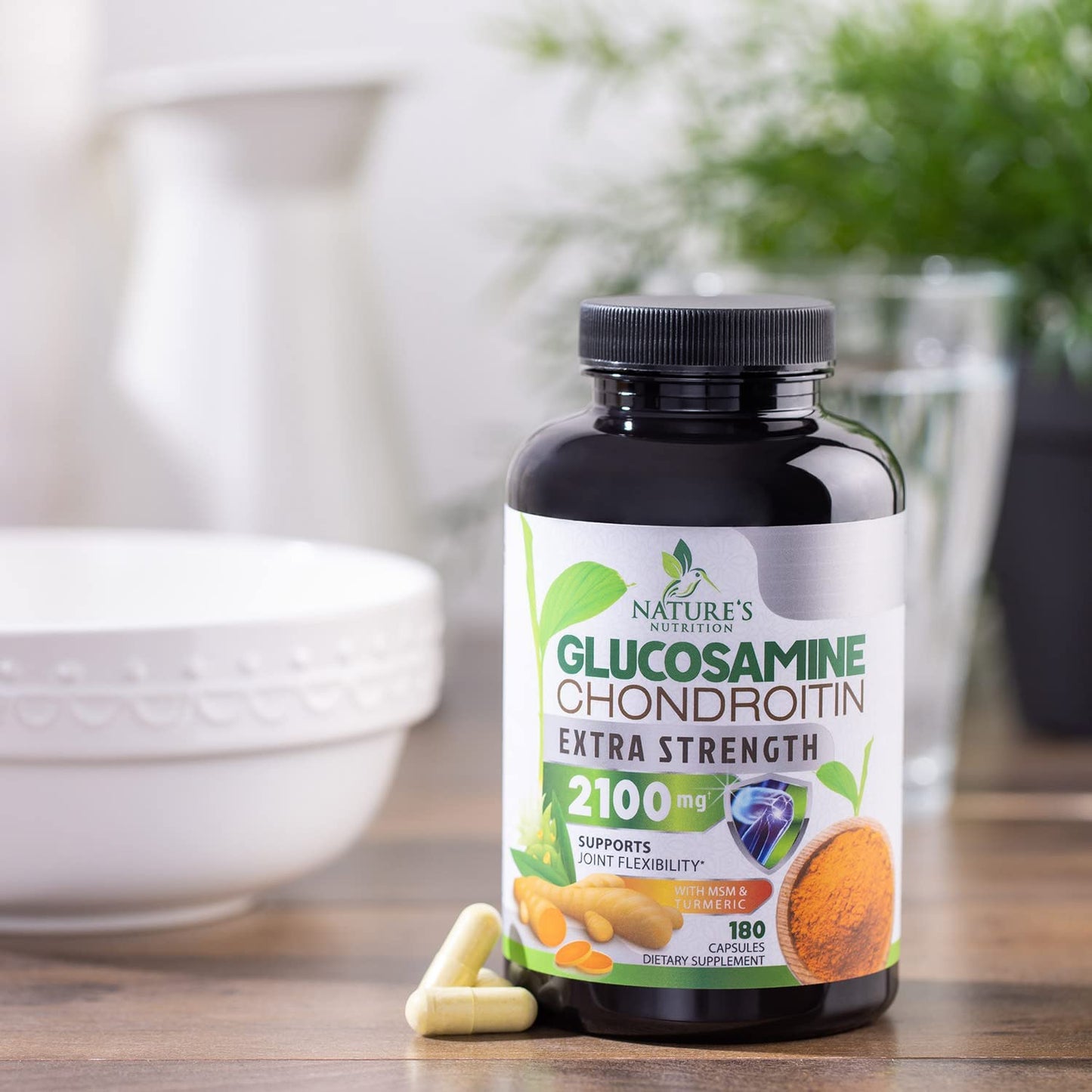 Glucosamine Chondroitin MSM 2100mg – 3x Strength Joint Support for Men & Women | Turmeric & Boswellia – 180 Capsules