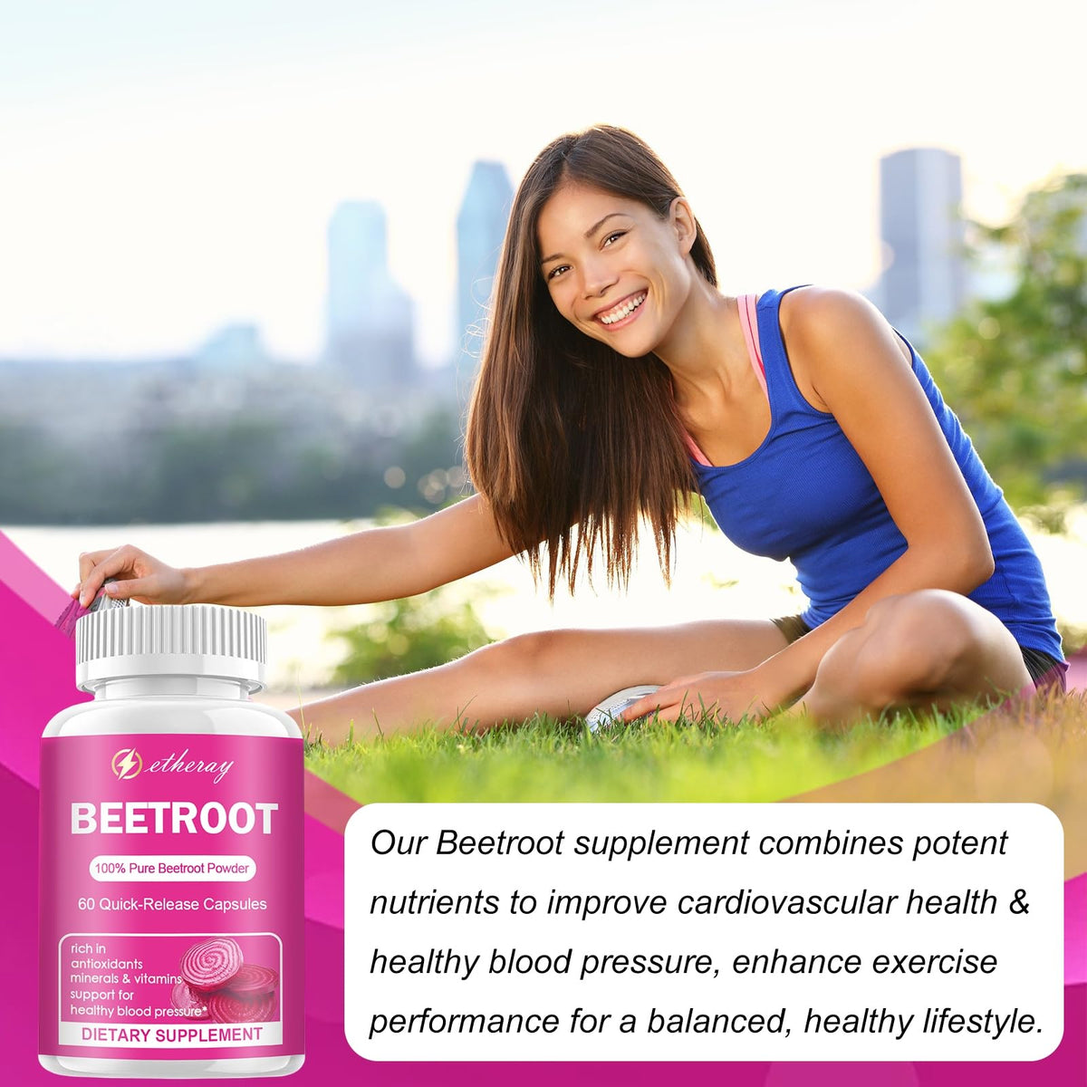 Etheray Beetroot Capsules - 1300mg per Serving | Organic Beetroot Powder - 60 Capsules BritishVita | Premium UK Vitamins & Wellness Supplements