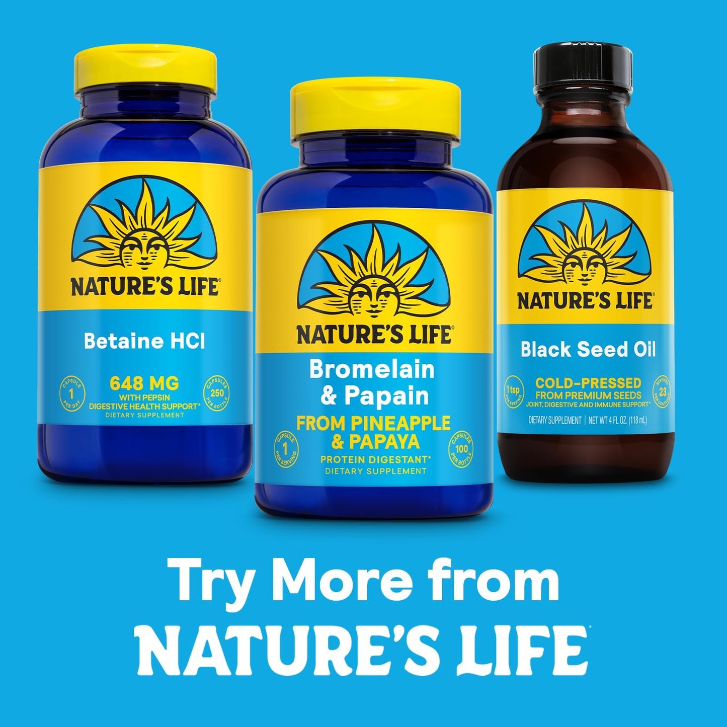 Nature's Life Bromelain & Papain from Pineapple and Papaya - Digestive Enzymes for Women and Men - Protein Digestion, Digestive Health, Gut Health Support - Vegan, 60-Day Guarantee - 100 Servings