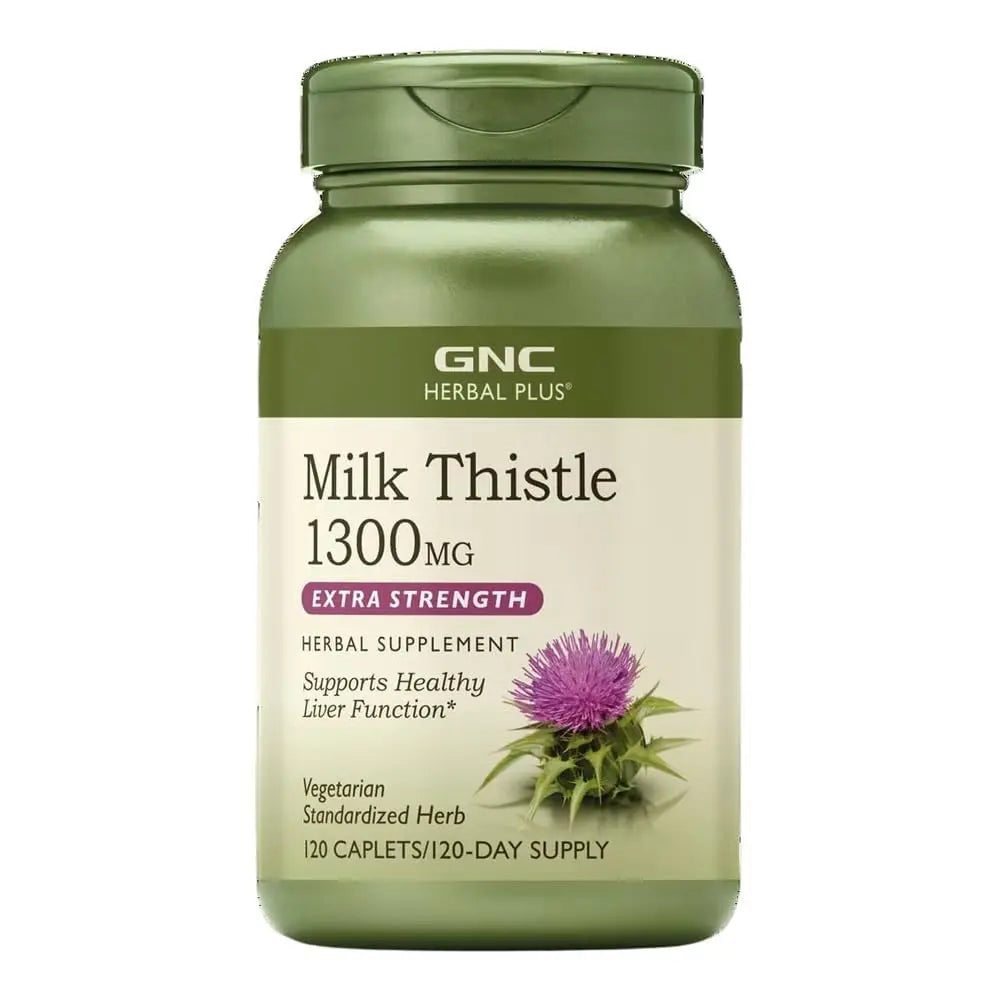 GNC Herbal Plus Milk Thistle 1300mg Supplement — Extra Strength Vegetarian Liver Support, 120 Servings BritishVita | Premium UK Vitamins & Wellness Supplements