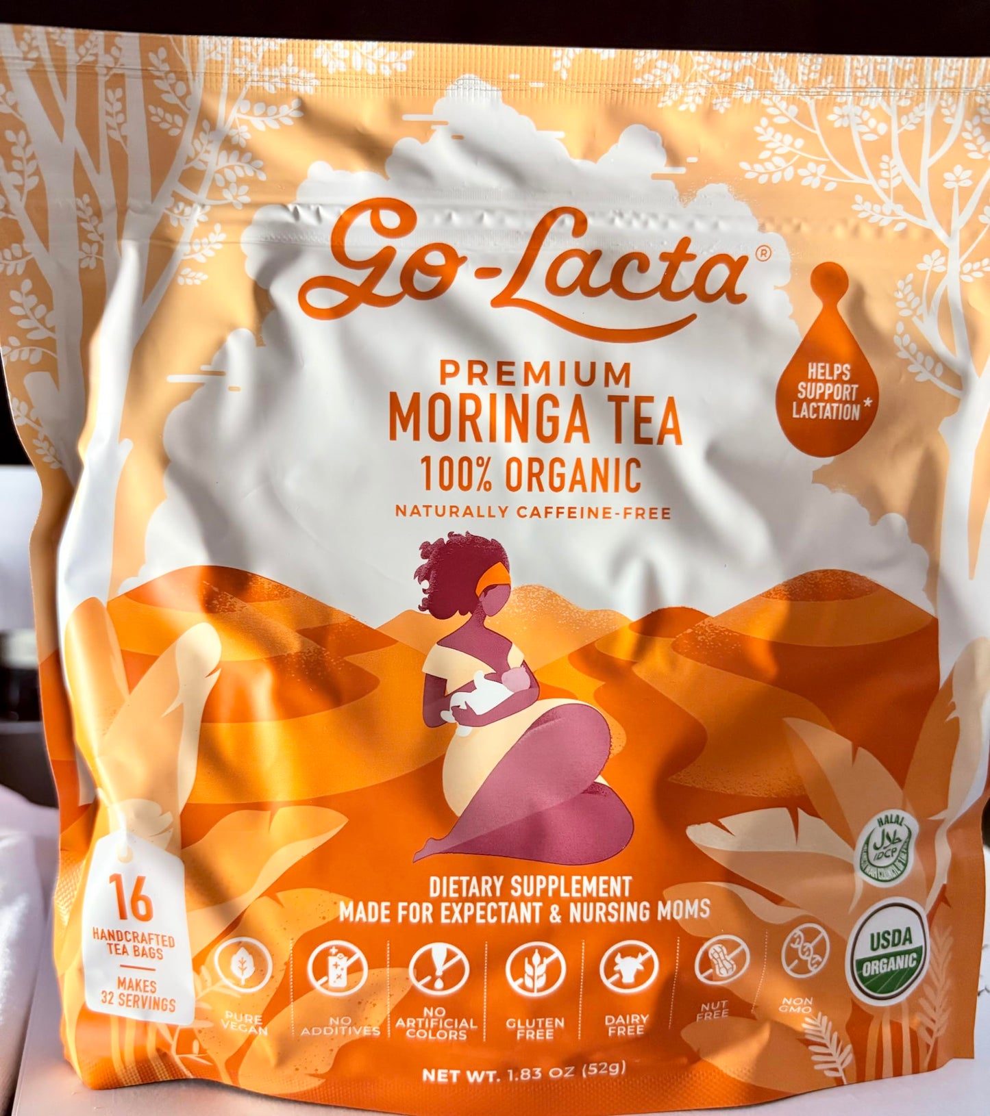 Go-Lacta Organic Moringa Tea – Lactation Support (Caffeine-Free)