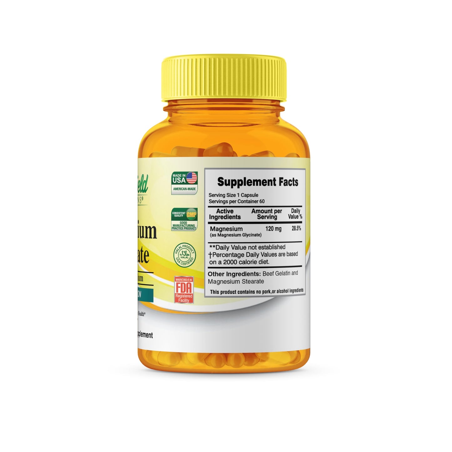 Greenfield Nutritions Halal Magnesium Glycinate 120mg - Gluten Free
