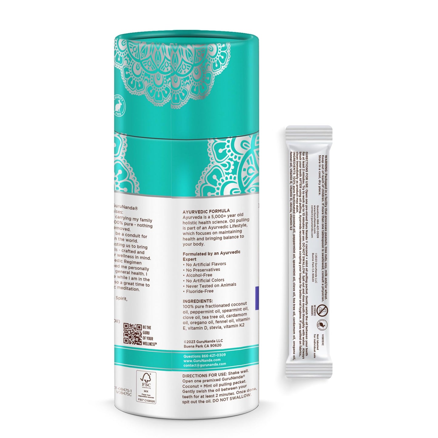 GuruNanda Travel Sachets – Coconut Oil Pulling Mouthwash with 7 Essential Oils
